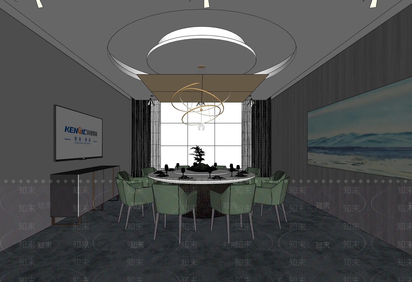现代餐厅包厢SU模型下载【ID:1161596609】