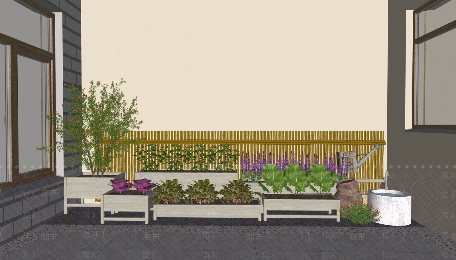 现代庭院蔬菜种植SU模型下载【ID:1161600905】