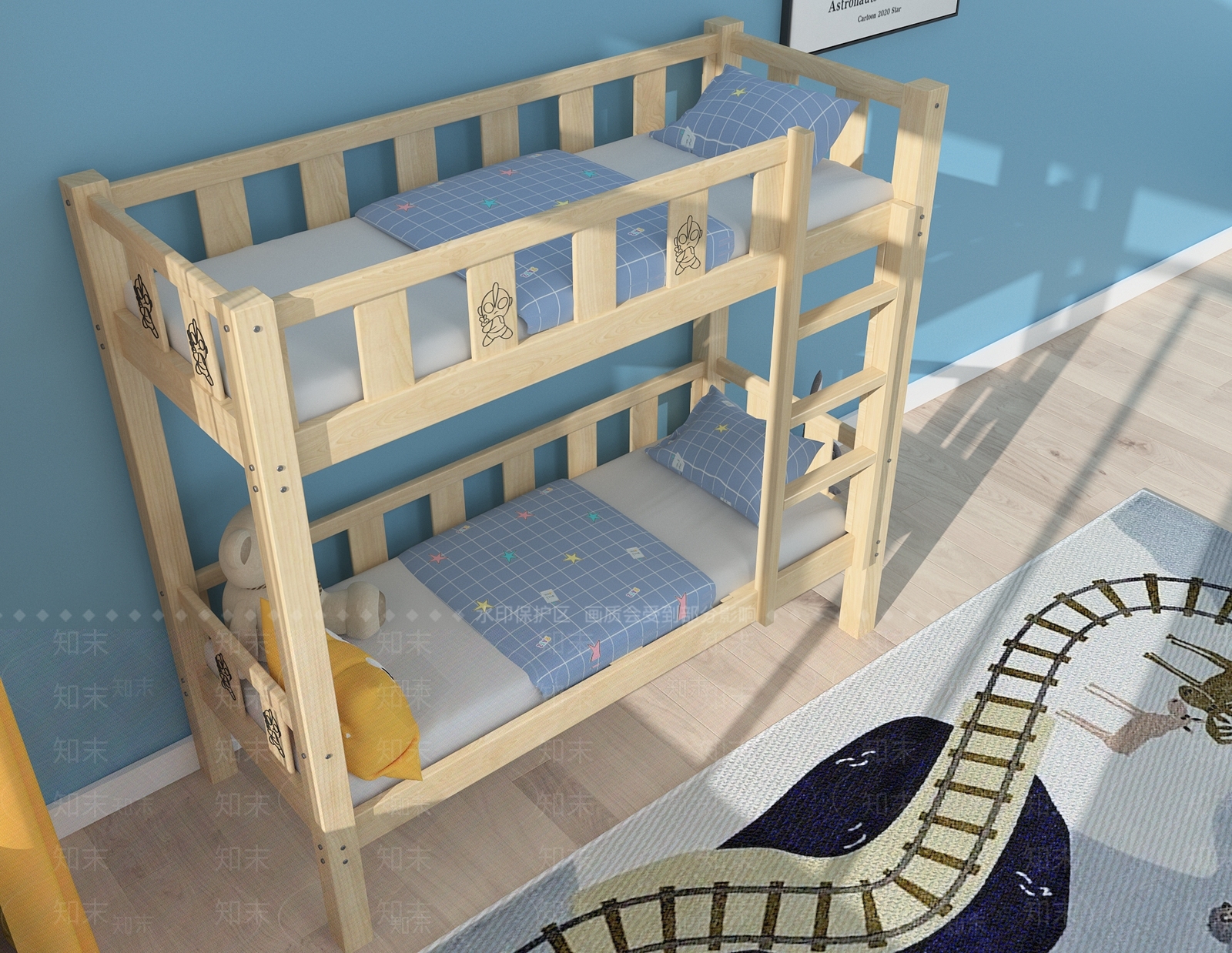现代儿童床3D模型下载【ID:1161603691】