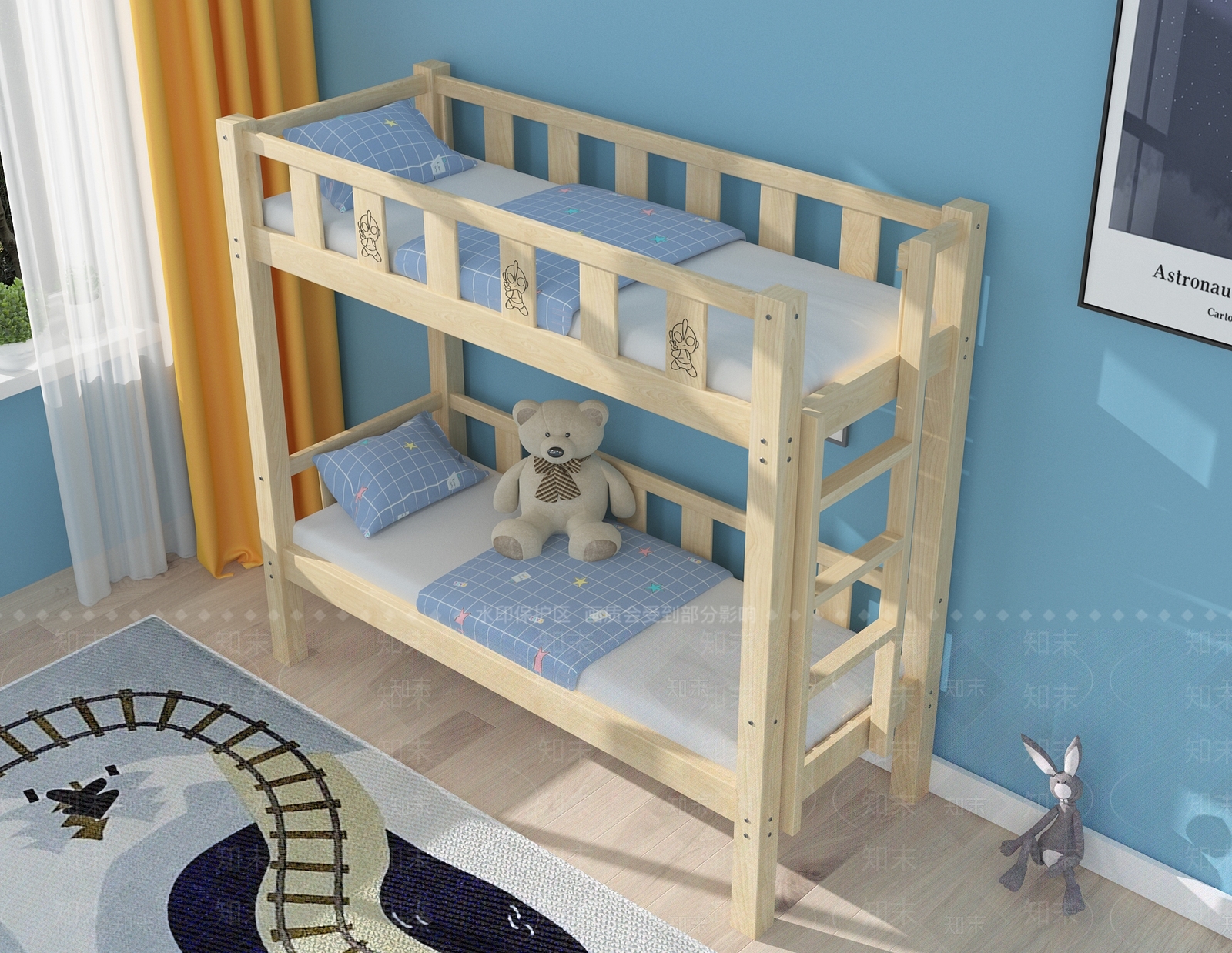 现代儿童床3D模型下载【ID:1161604115】