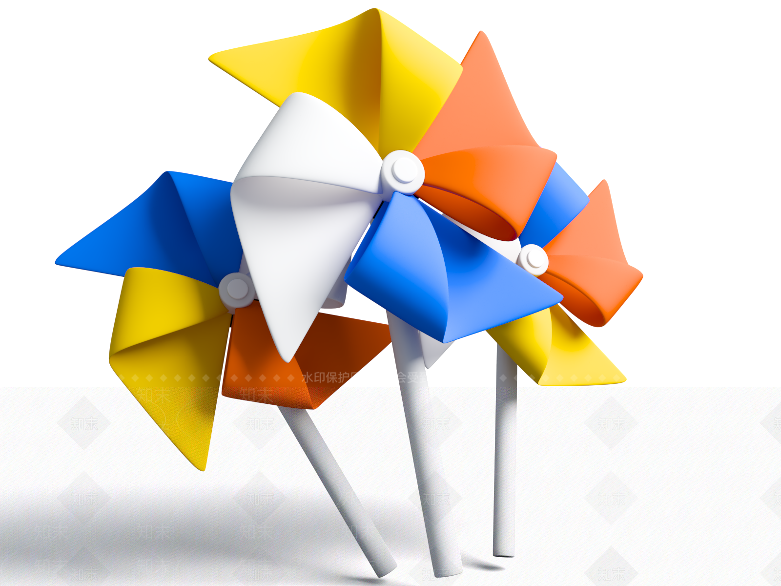 现代纸风车摆件3D模型下载【ID:1161605319】