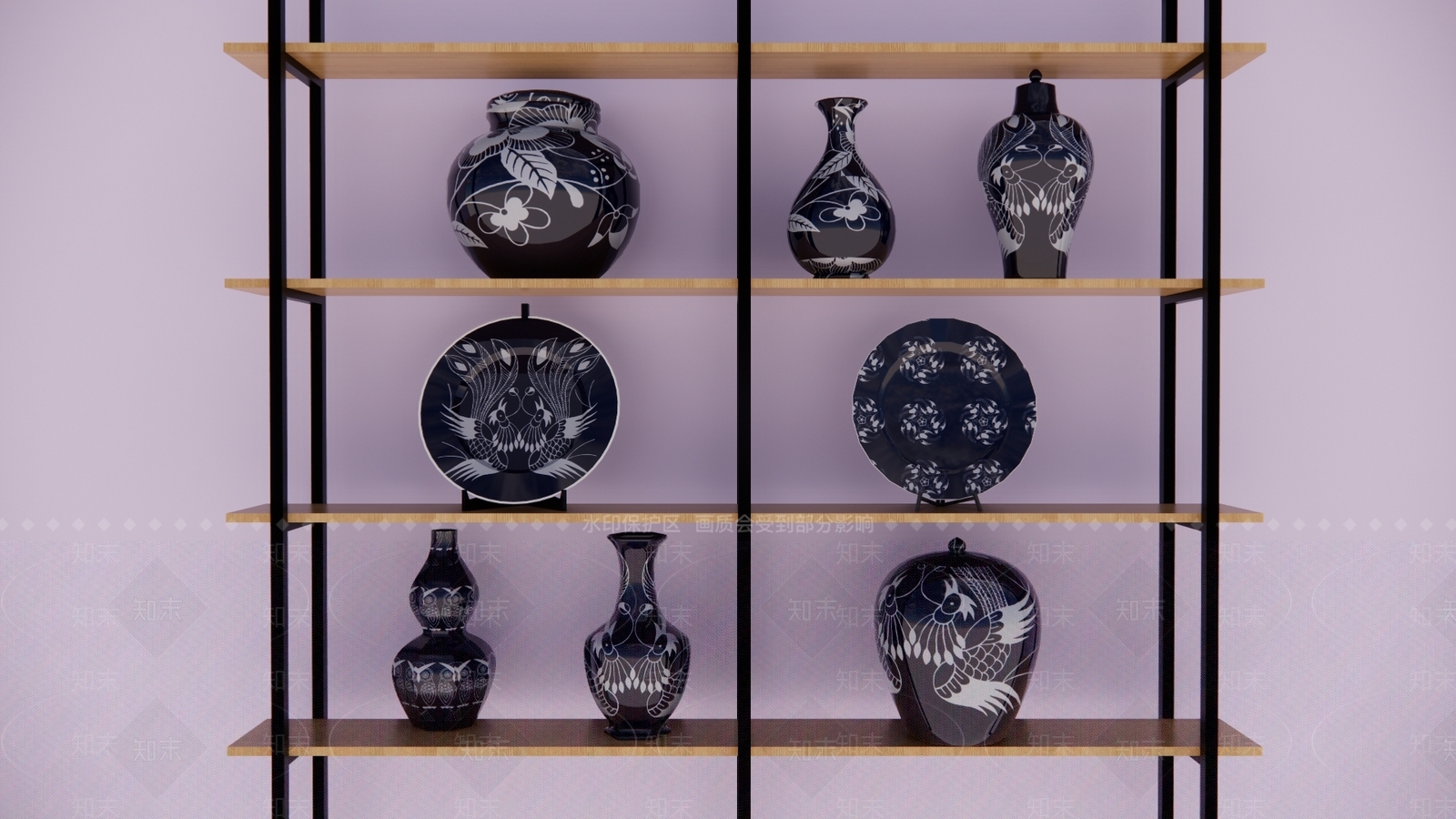 中式陶罐花瓶SU模型下载【ID:1161606096】