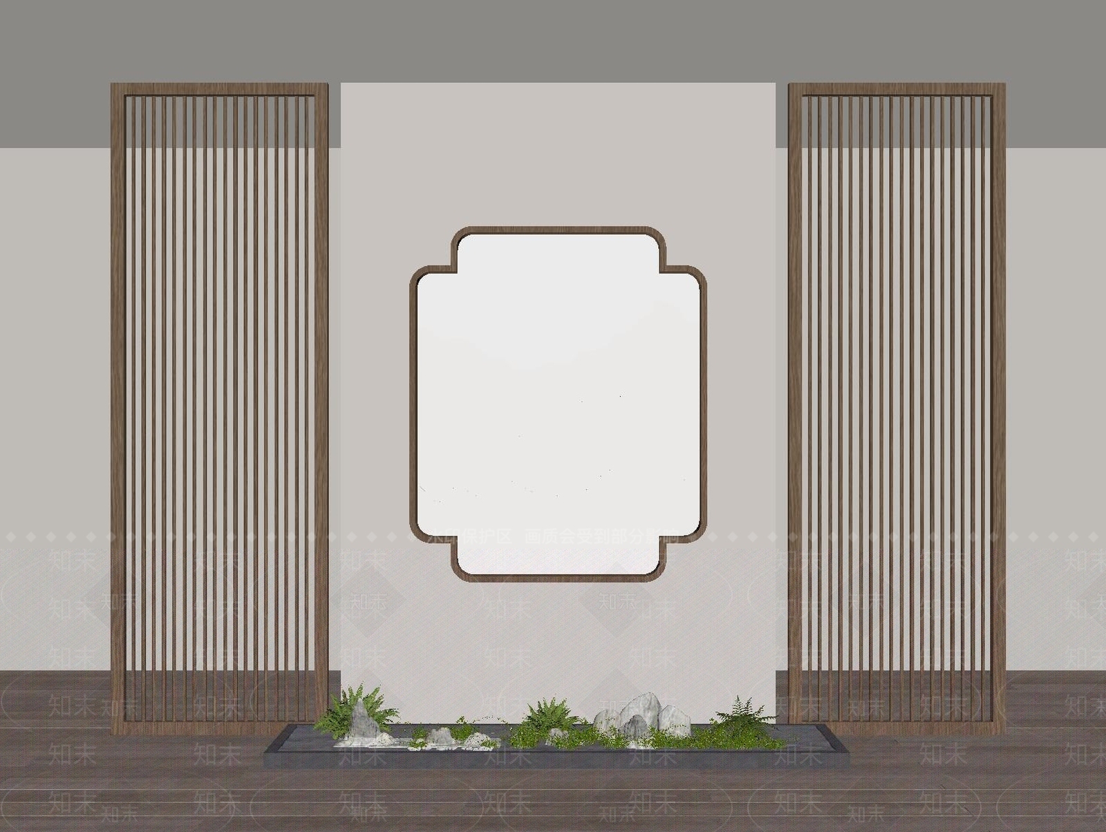 新中式玄关花格隔断SU模型下载【ID:1161617584】