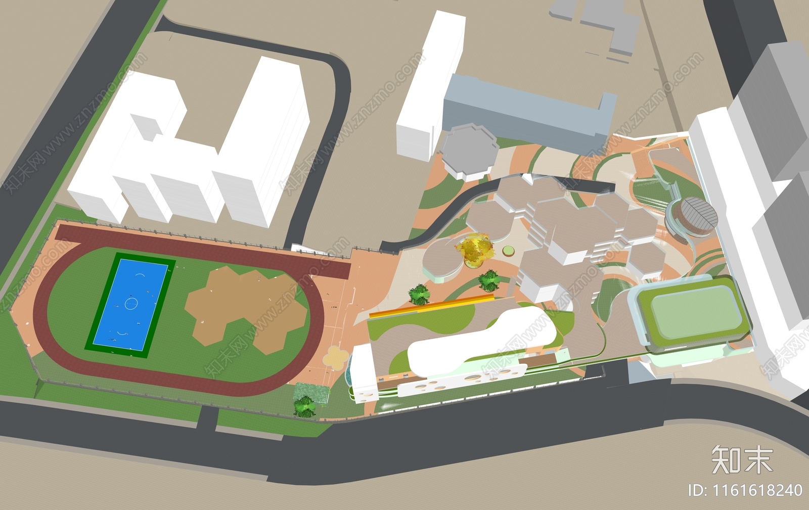 现代风格幼儿园SU模型下载【ID:1161618240】