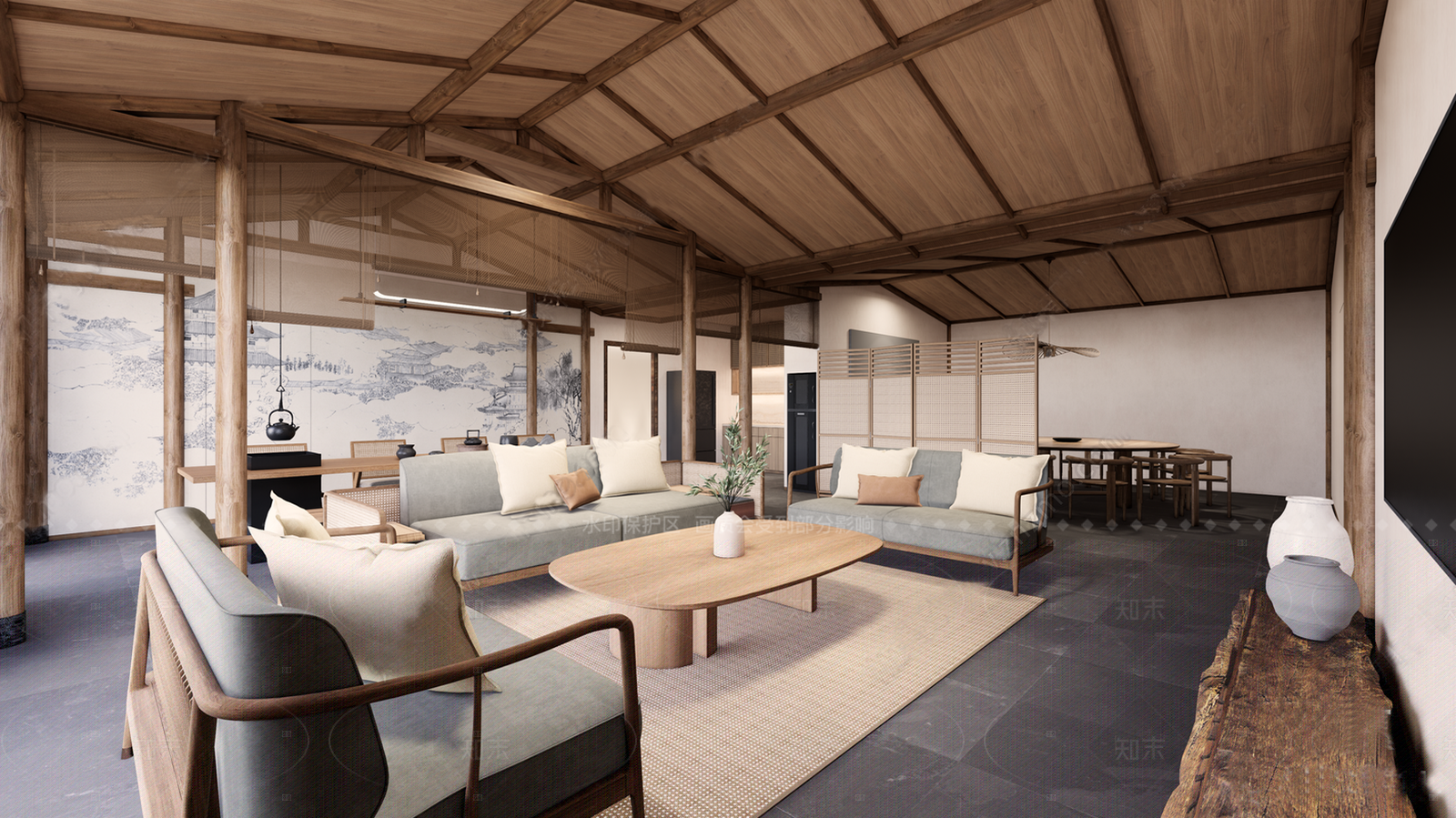 新中式茶馆3D模型下载【ID:1214602587】