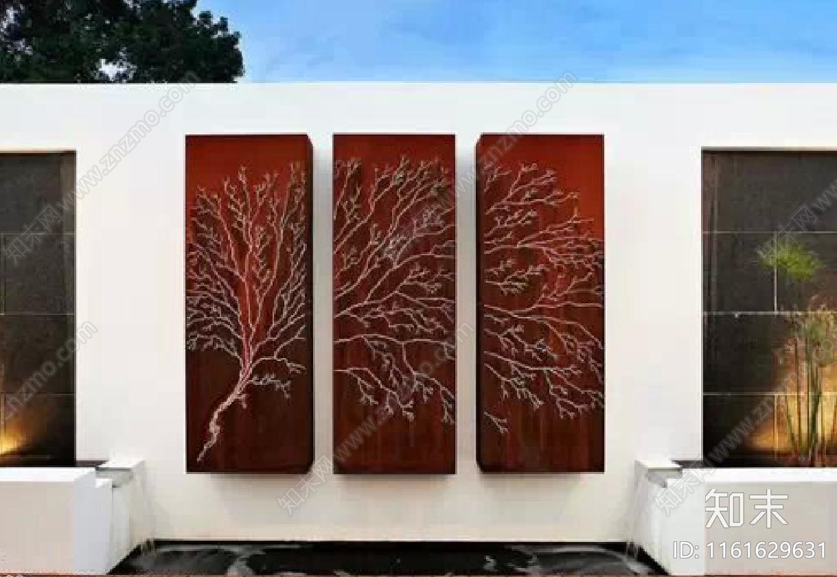 图案镂空发光钢板景墙施工图下载【ID:1161629631】