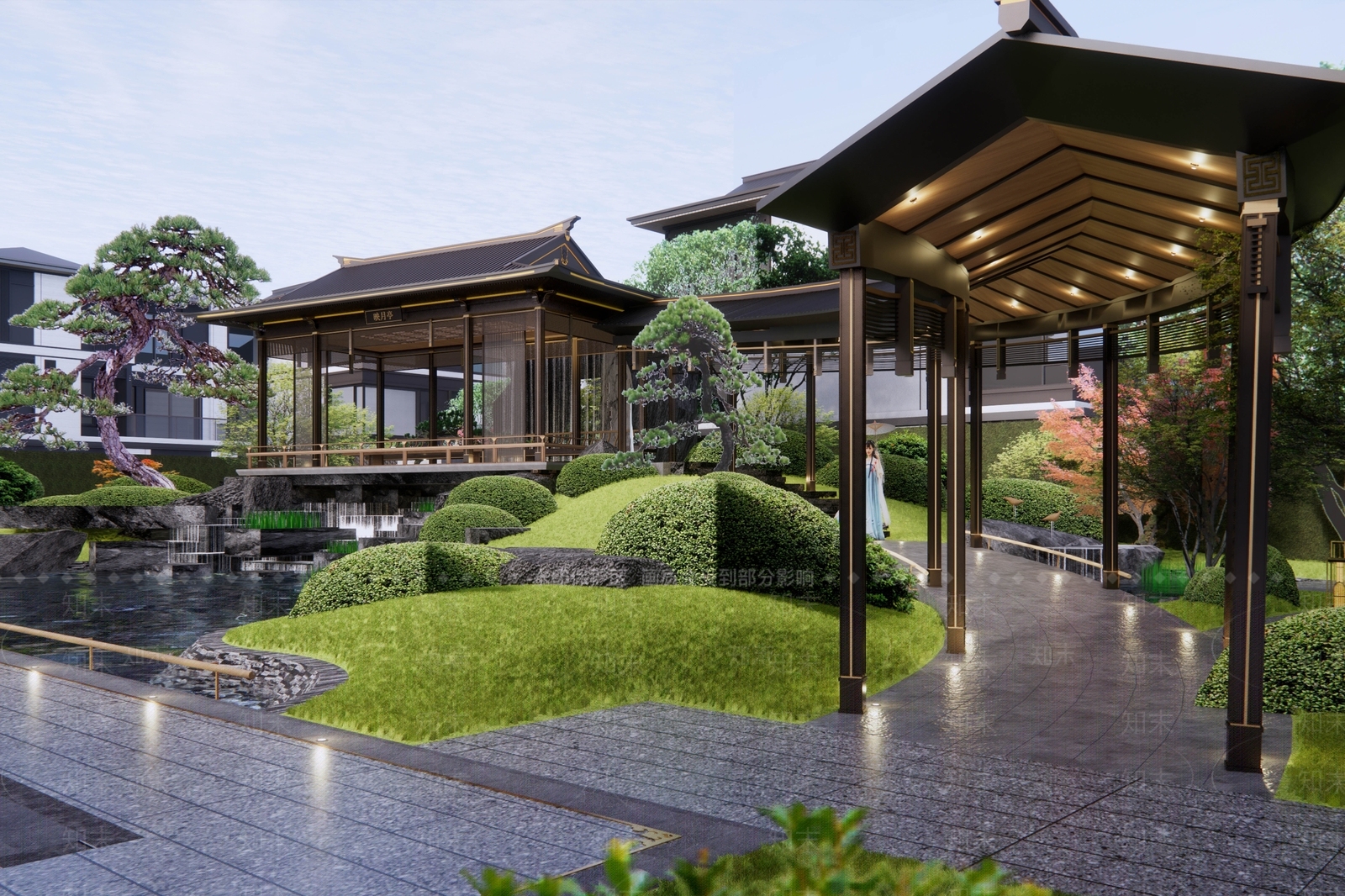 新中式电建示范区景观SU模型下载【ID:1161628212】_知末su模型网