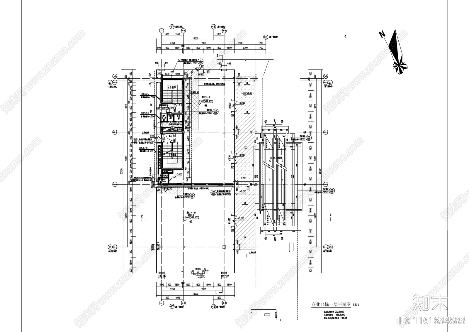 新中式商业建筑cad施工图下载【ID:1161634883】