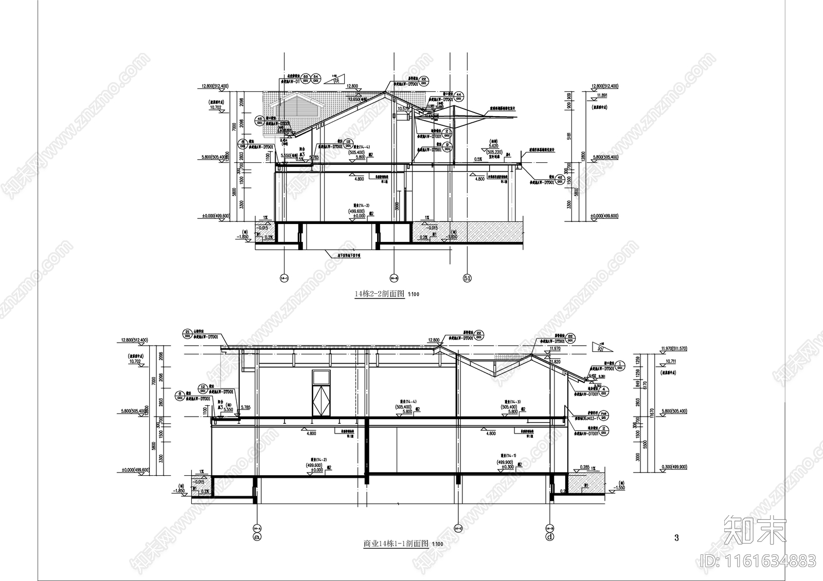 新中式商业建筑cad施工图下载【ID:1161634883】