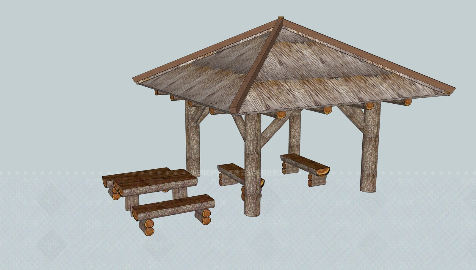 新中式茅草亭子SU模型下载【ID:1161636373】