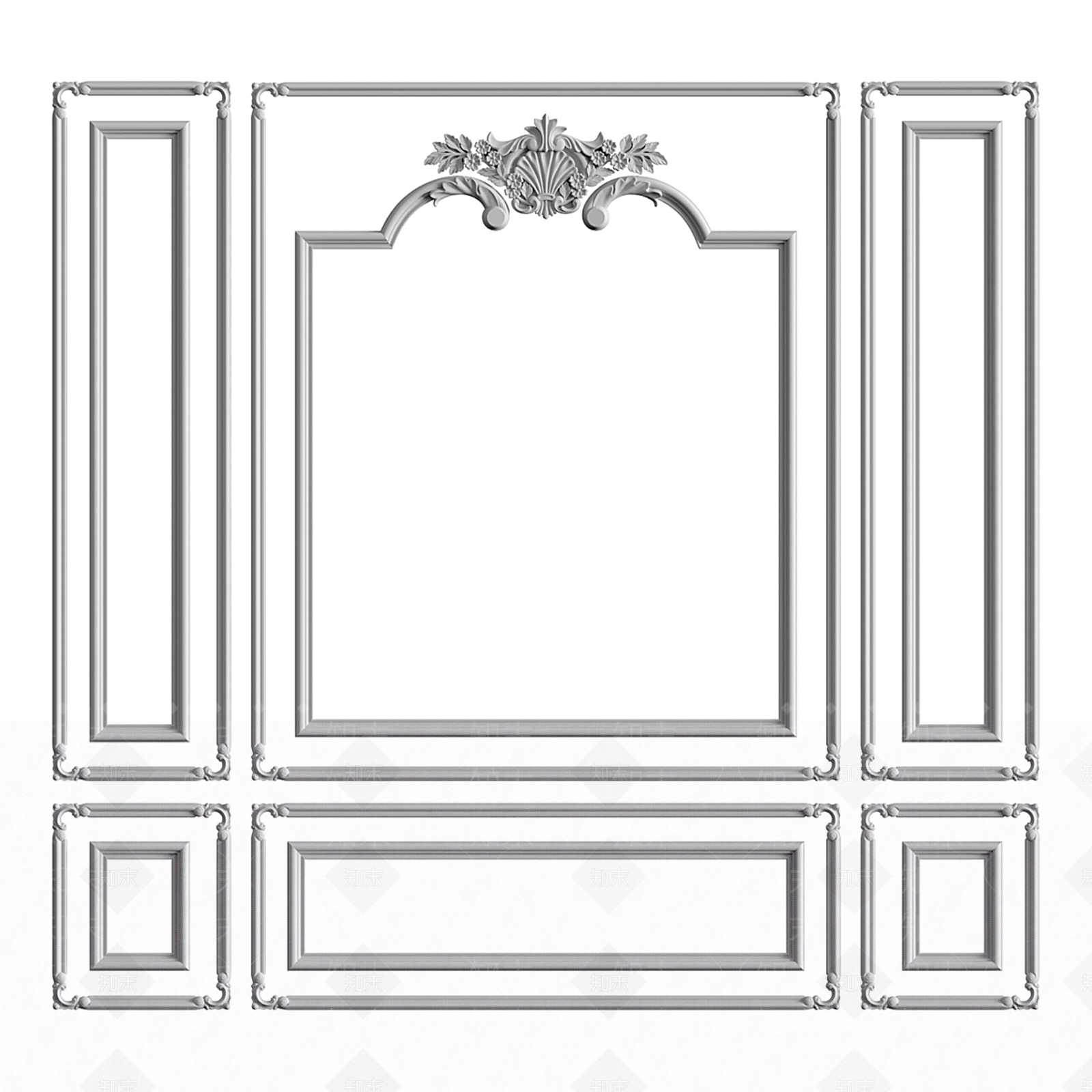 欧式古典石膏线雕花线条造型3D模型下载【ID:1161636366】