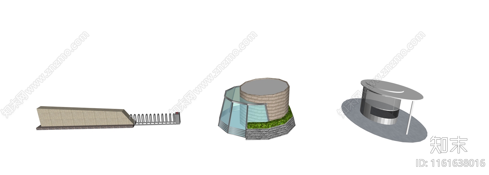 现代门卫建筑SU模型下载【ID:1161638016】