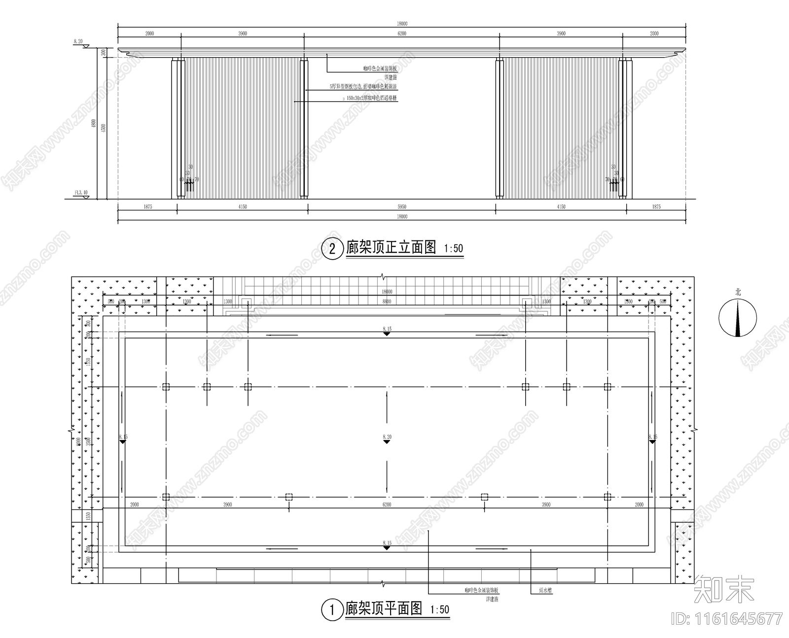 新中式示范区入口大门cad施工图下载【ID:1161645677】