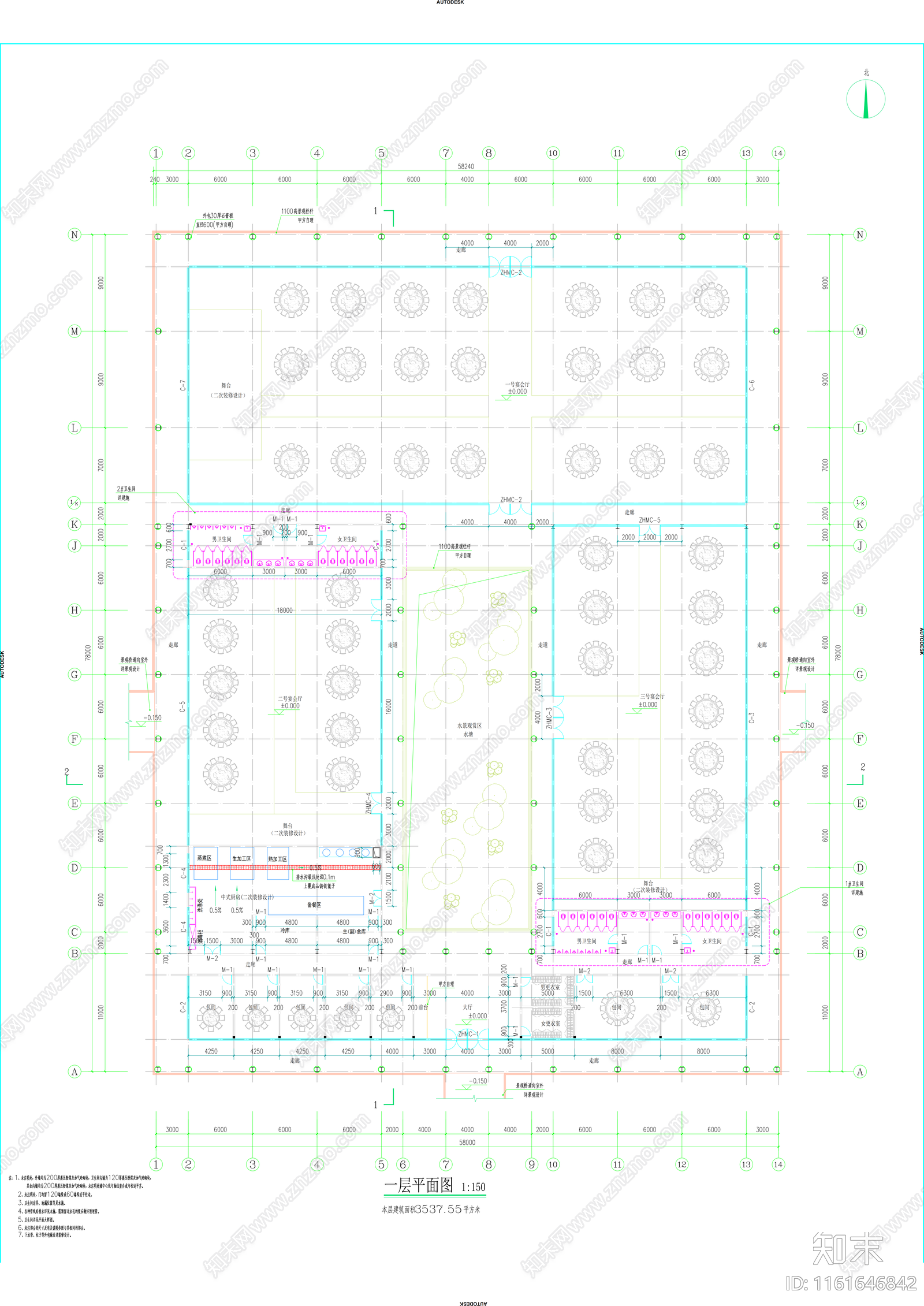 现代农家乐水上酒店建筑图施工图下载【ID:1161646842】