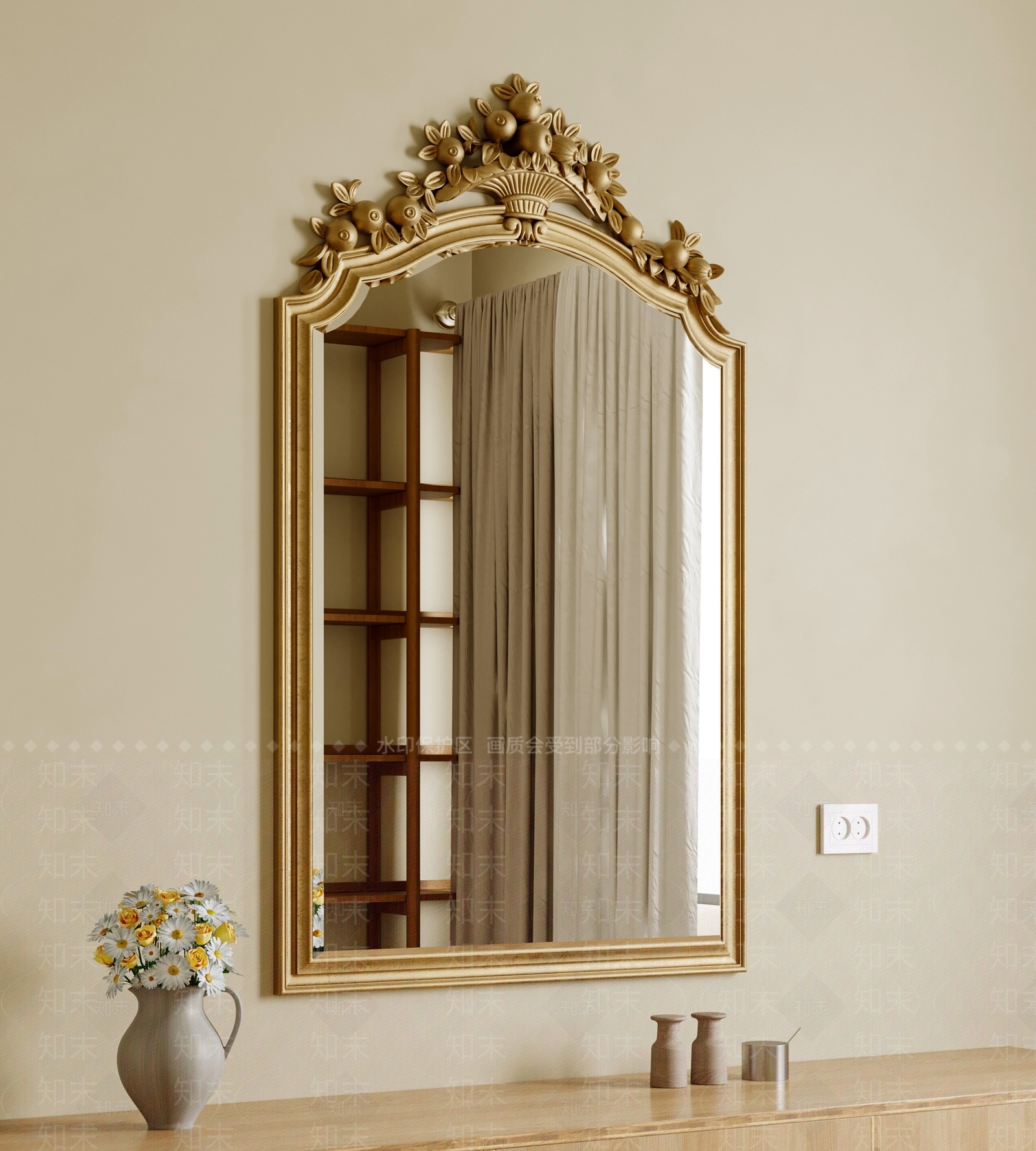 法式雕花镜子3D模型下载【ID:1161648163】