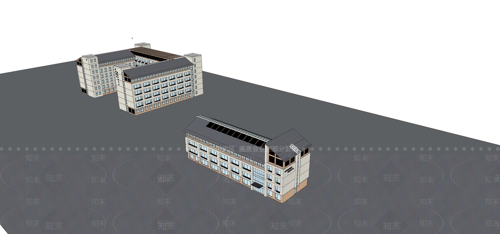 新中式县城康复疗养小建筑SU模型下载【ID:1161648633】