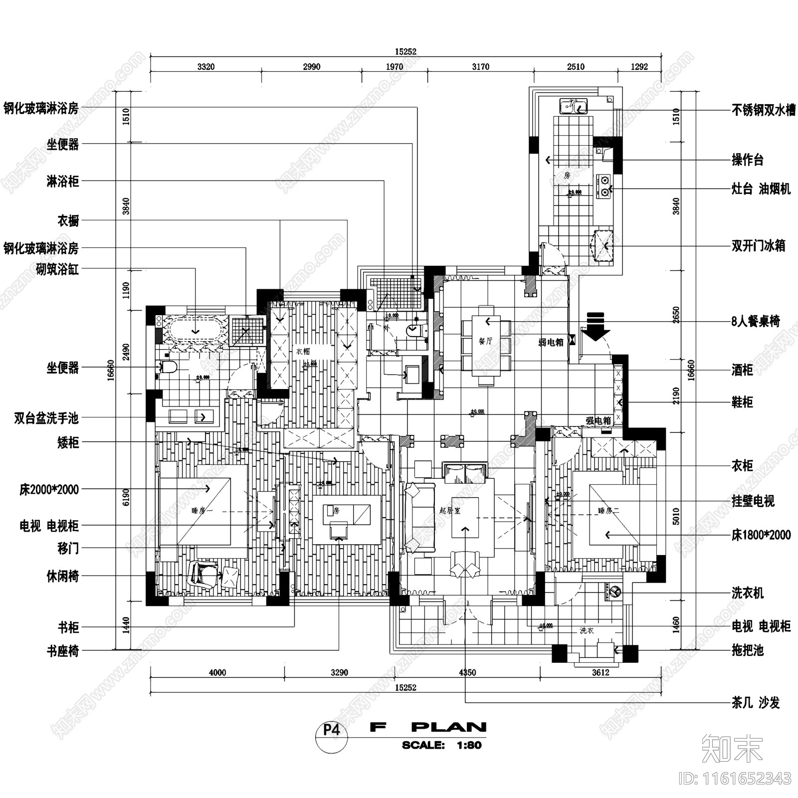 苏州四季花园欧式三室两厅两卫室内家装cad施工图下载【ID:1161652343】