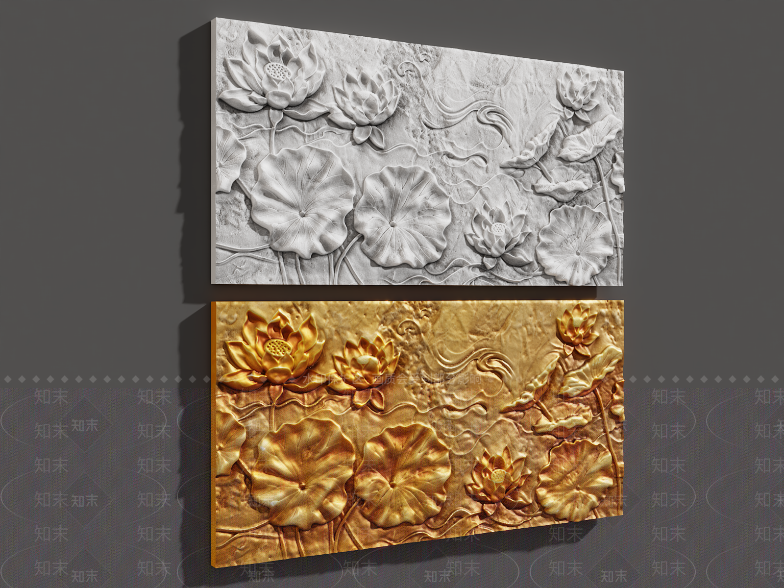 中式石雕铁艺浮雕荷花3D模型下载【ID:1161654778】