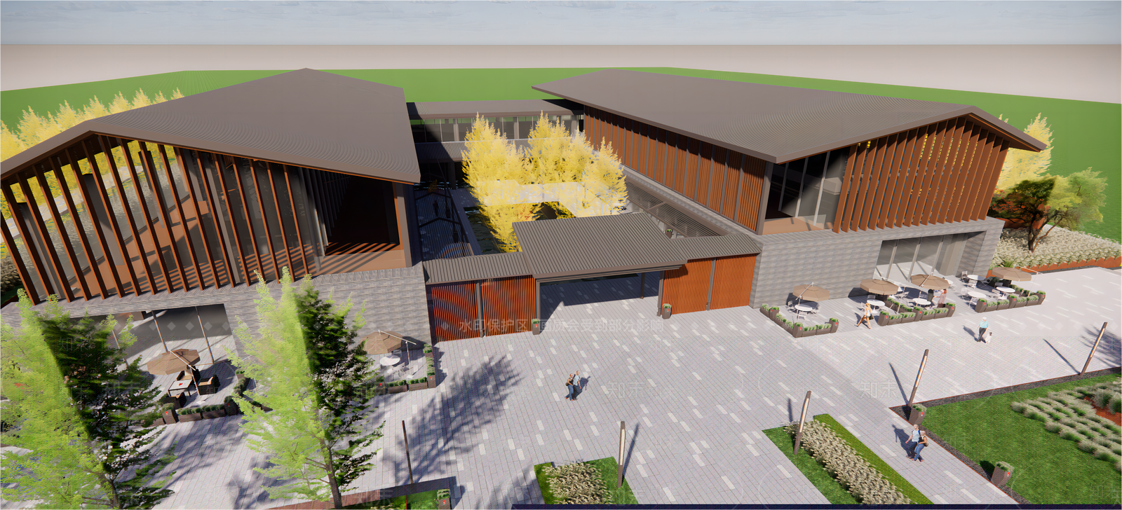 新中式徽派青砖售楼处SU模型下载【ID:1161834805】