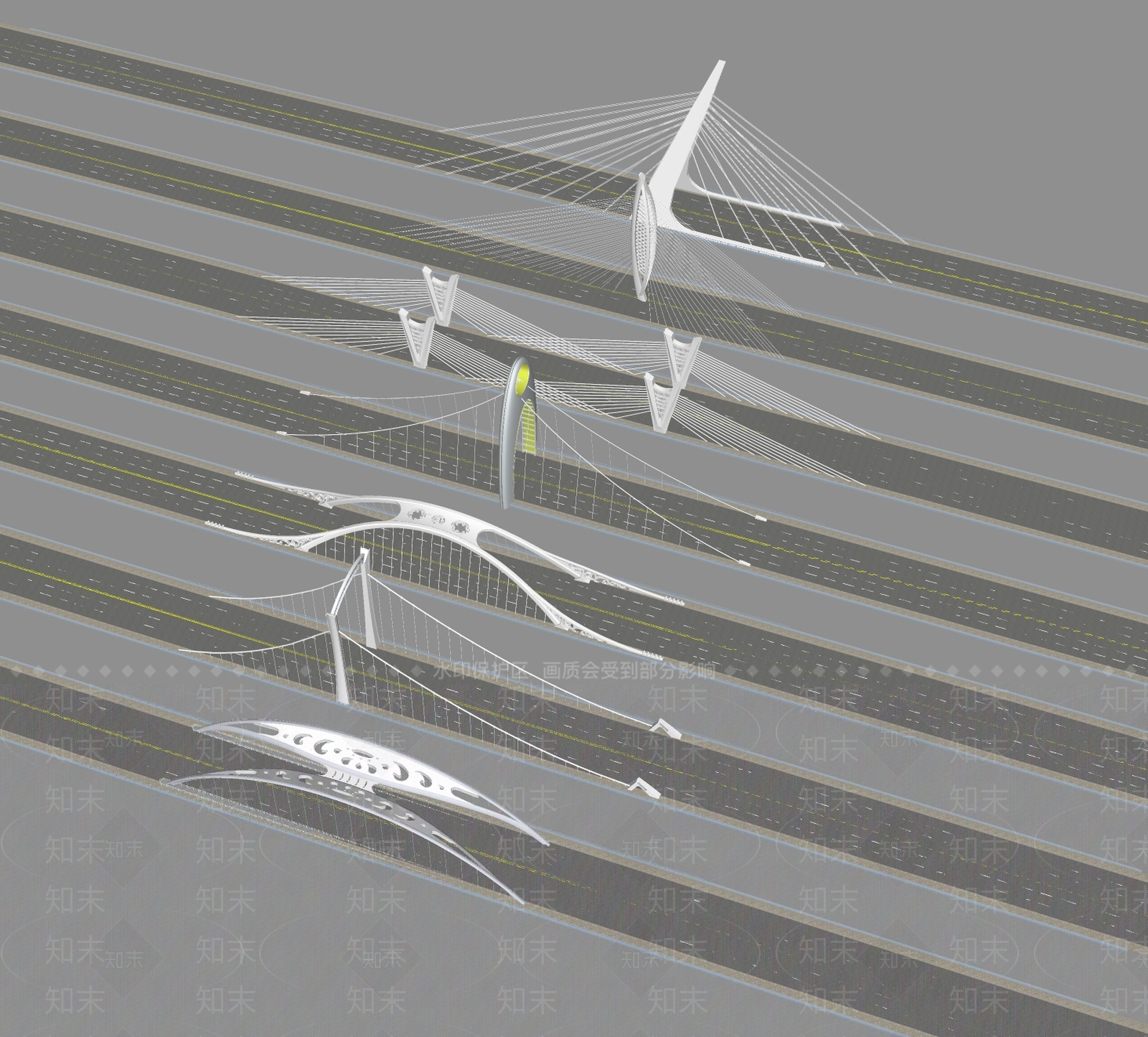 现代大桥SU模型下载【ID:1161656214】