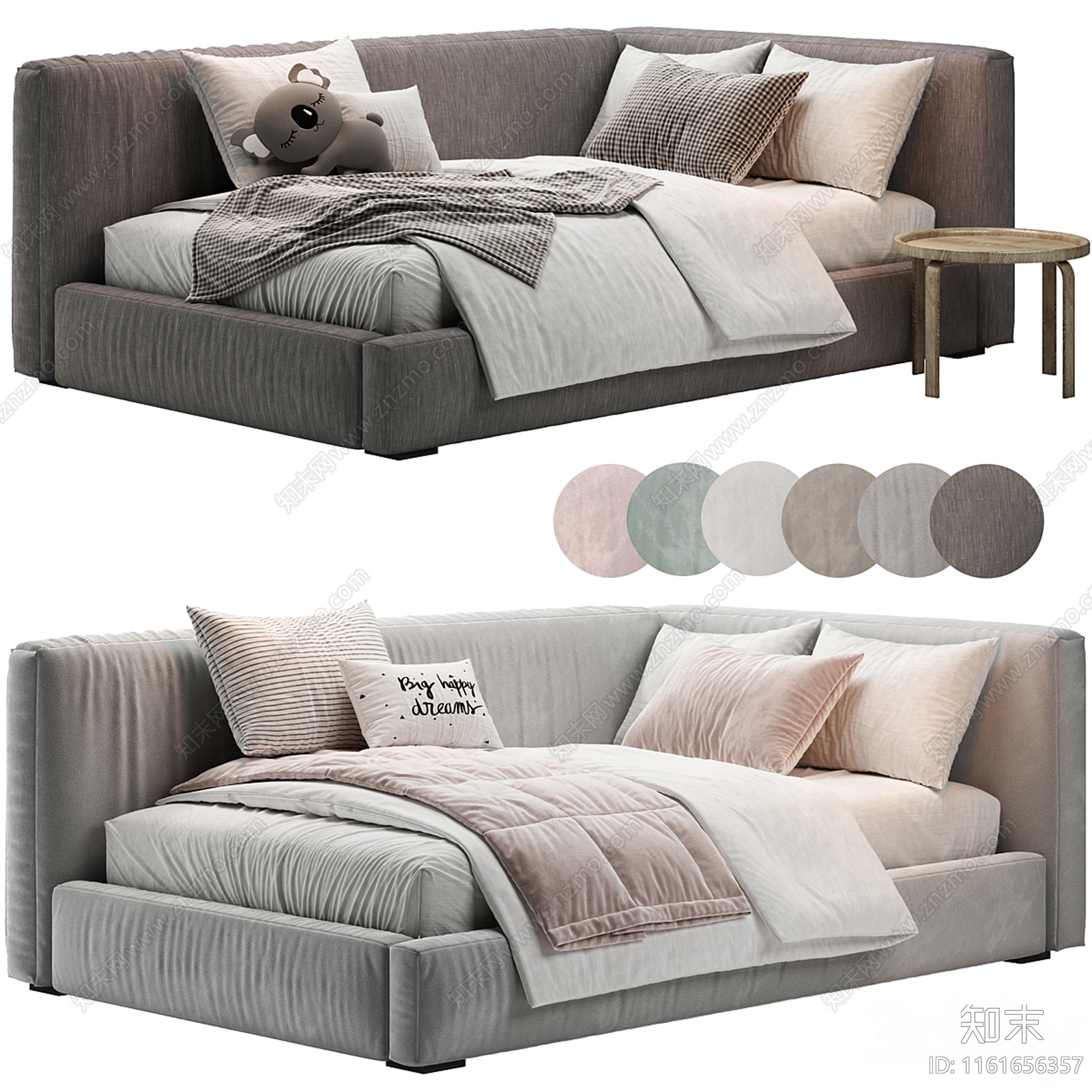 Woodsoft现代布艺儿童单人床3D模型下载【ID:1161656357】