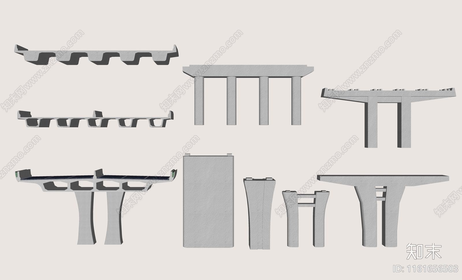 现代高架桥柱子SU模型下载【ID:1161656503】