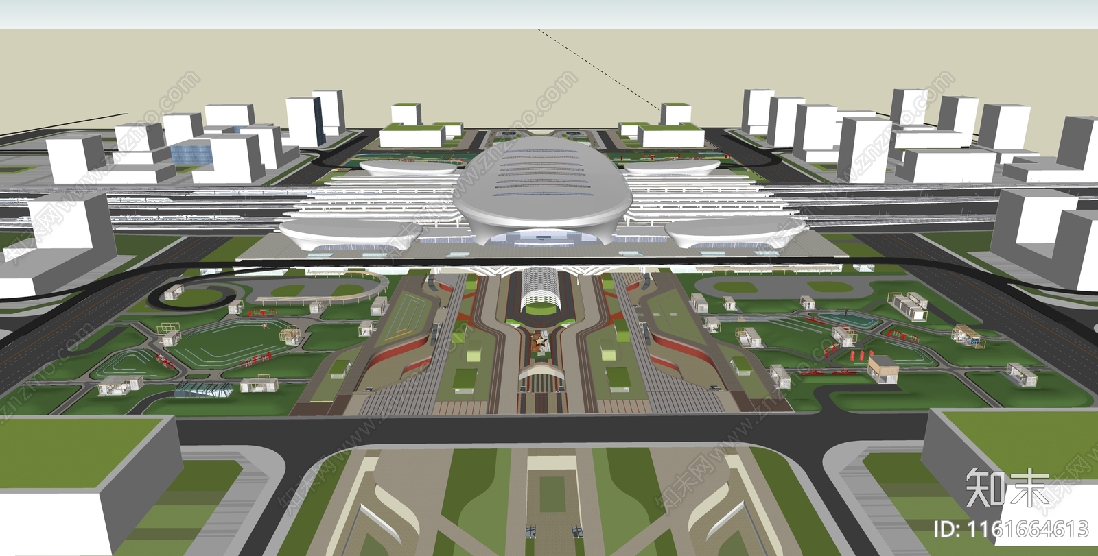 现代火车站SU模型下载【ID:1161664613】