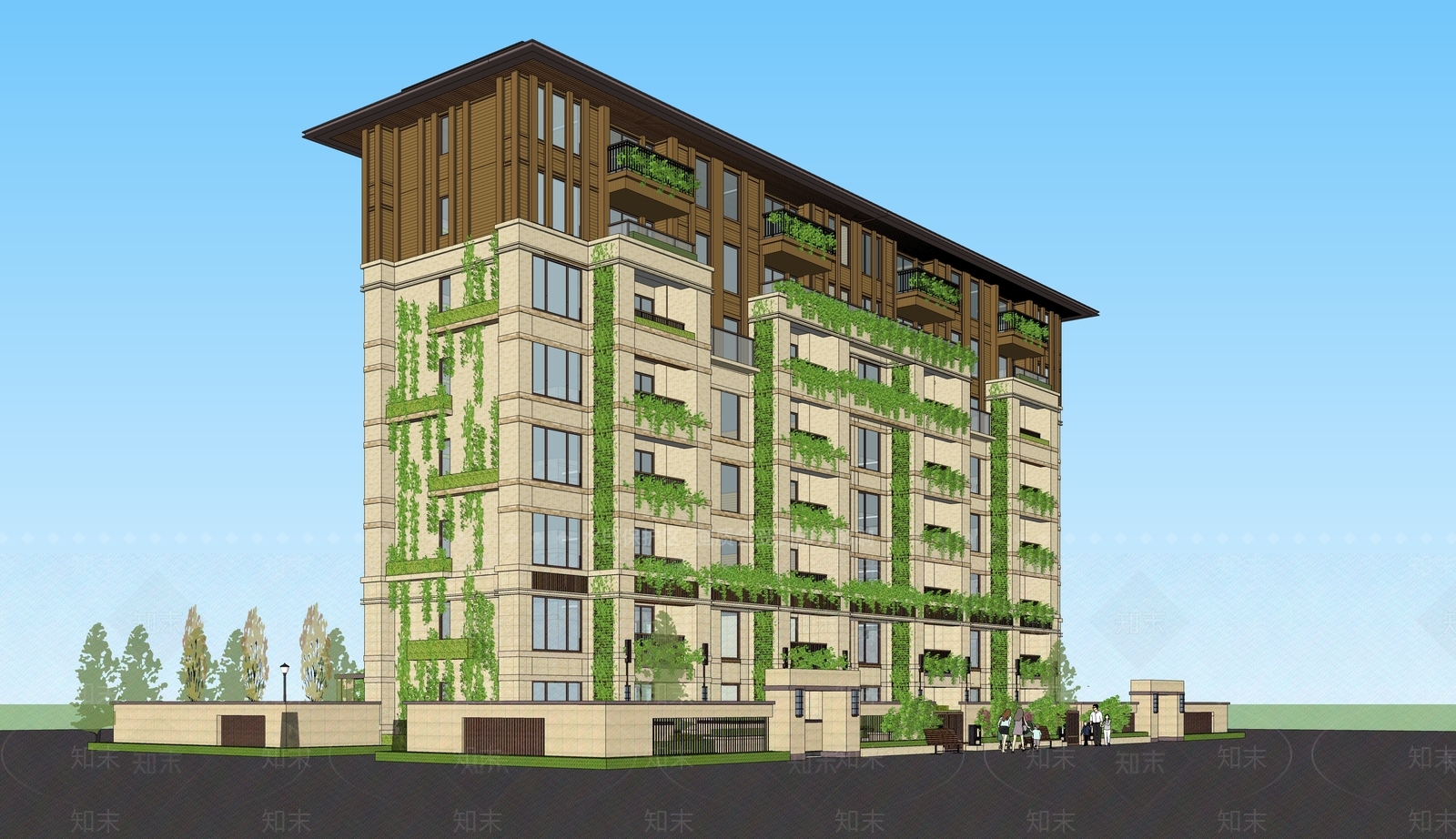 新中式多层住宅SU模型下载【ID:1161666657】