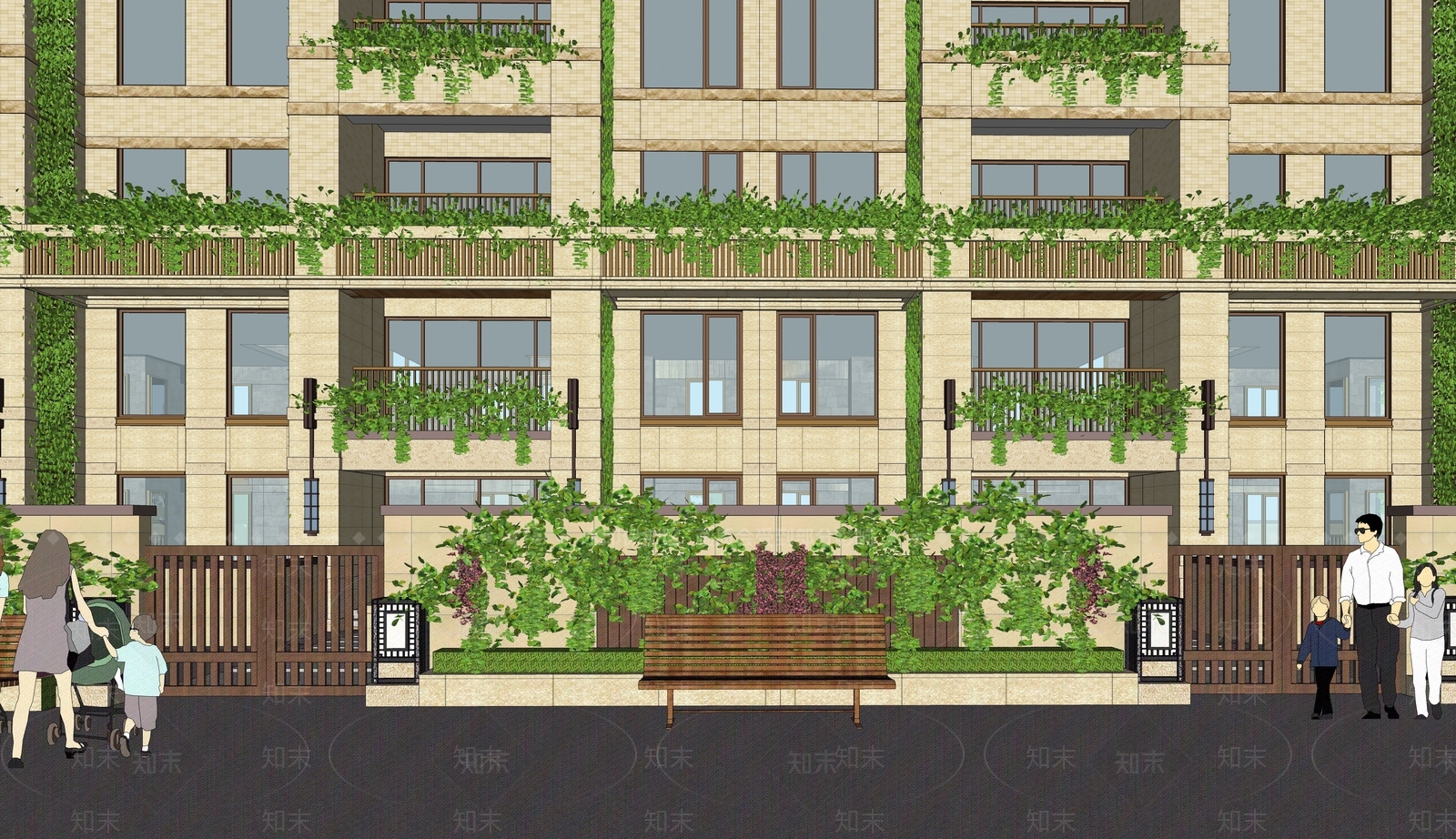 新中式多层住宅SU模型下载【ID:1161666657】