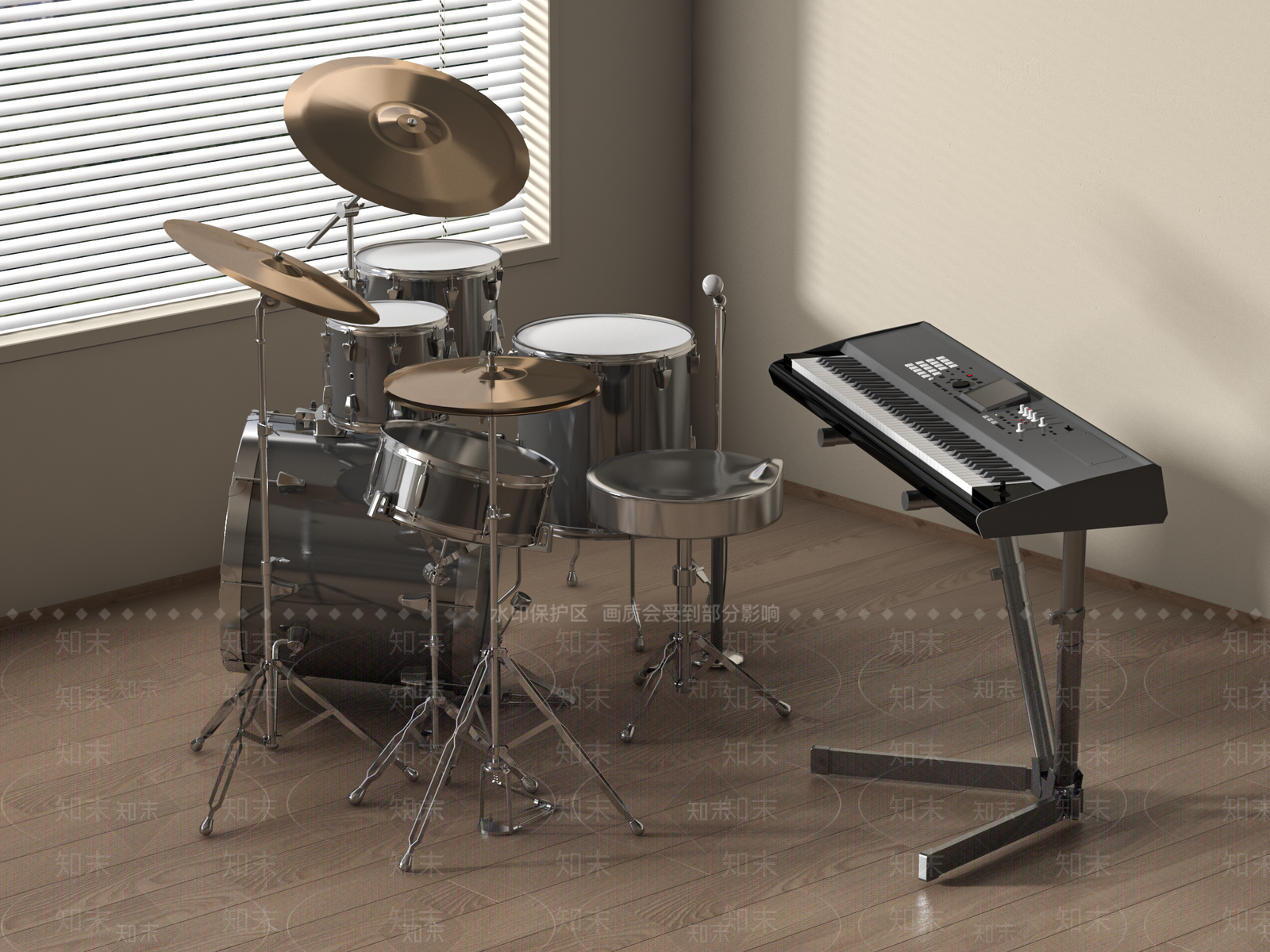 现代乐器组合3D模型下载【ID:1161668901】