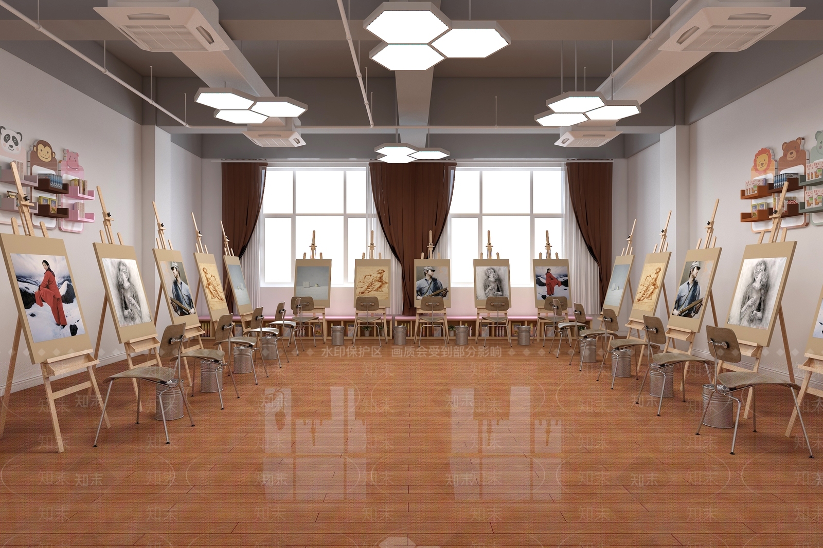 现代教室空间3D模型下载【ID:1161669684】