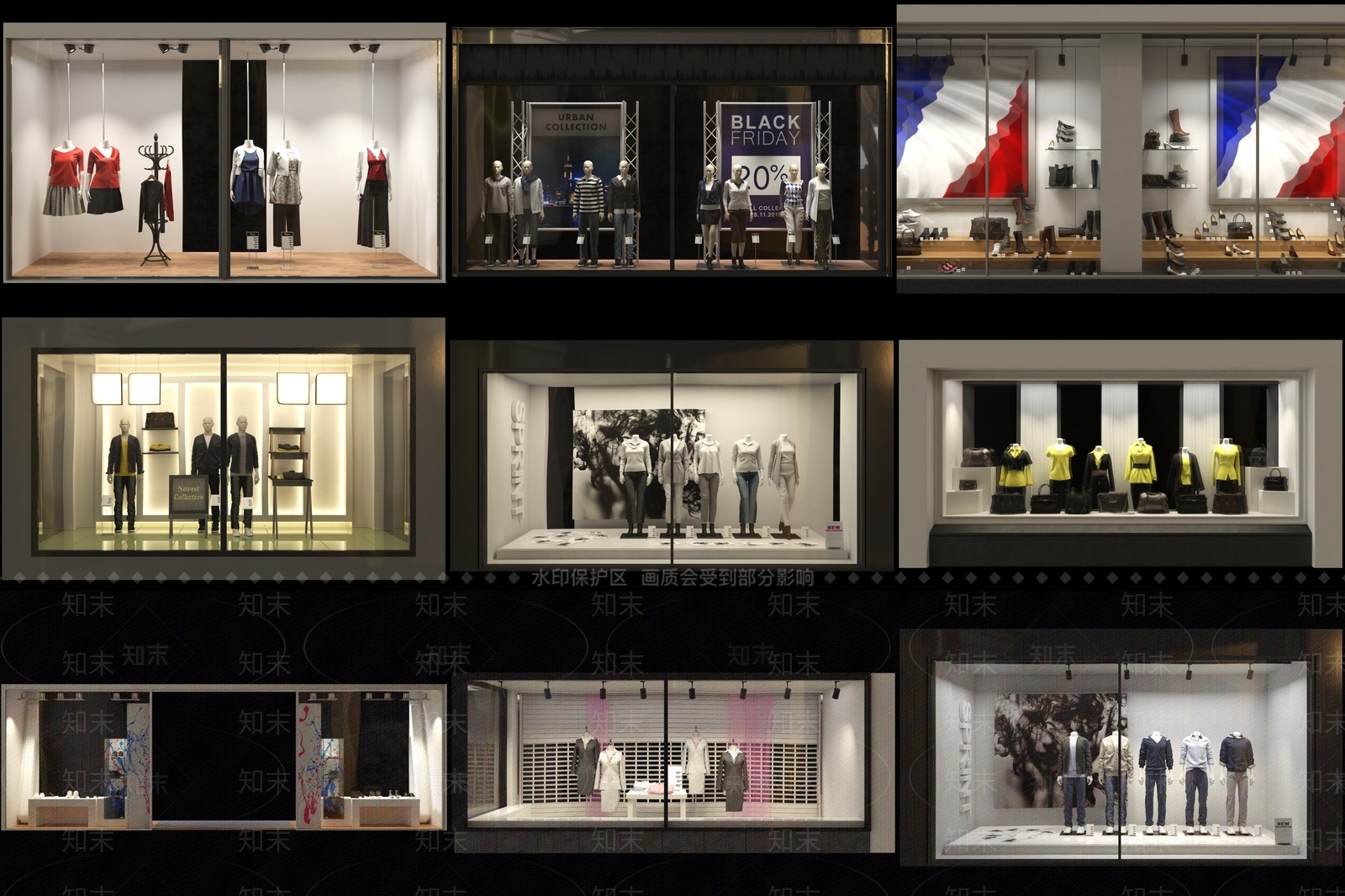 现代商业橱窗3D模型下载【ID:1161670277】