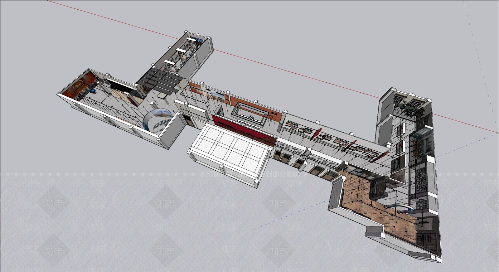 现代党建展厅SU模型下载【ID:1161670125】