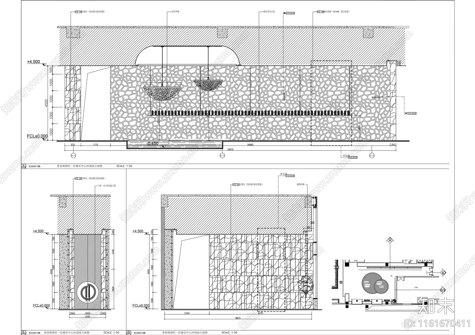 现代酒店休闲娱乐区游泳池健身房室内精装修cad施工图下载【ID:1161670411】