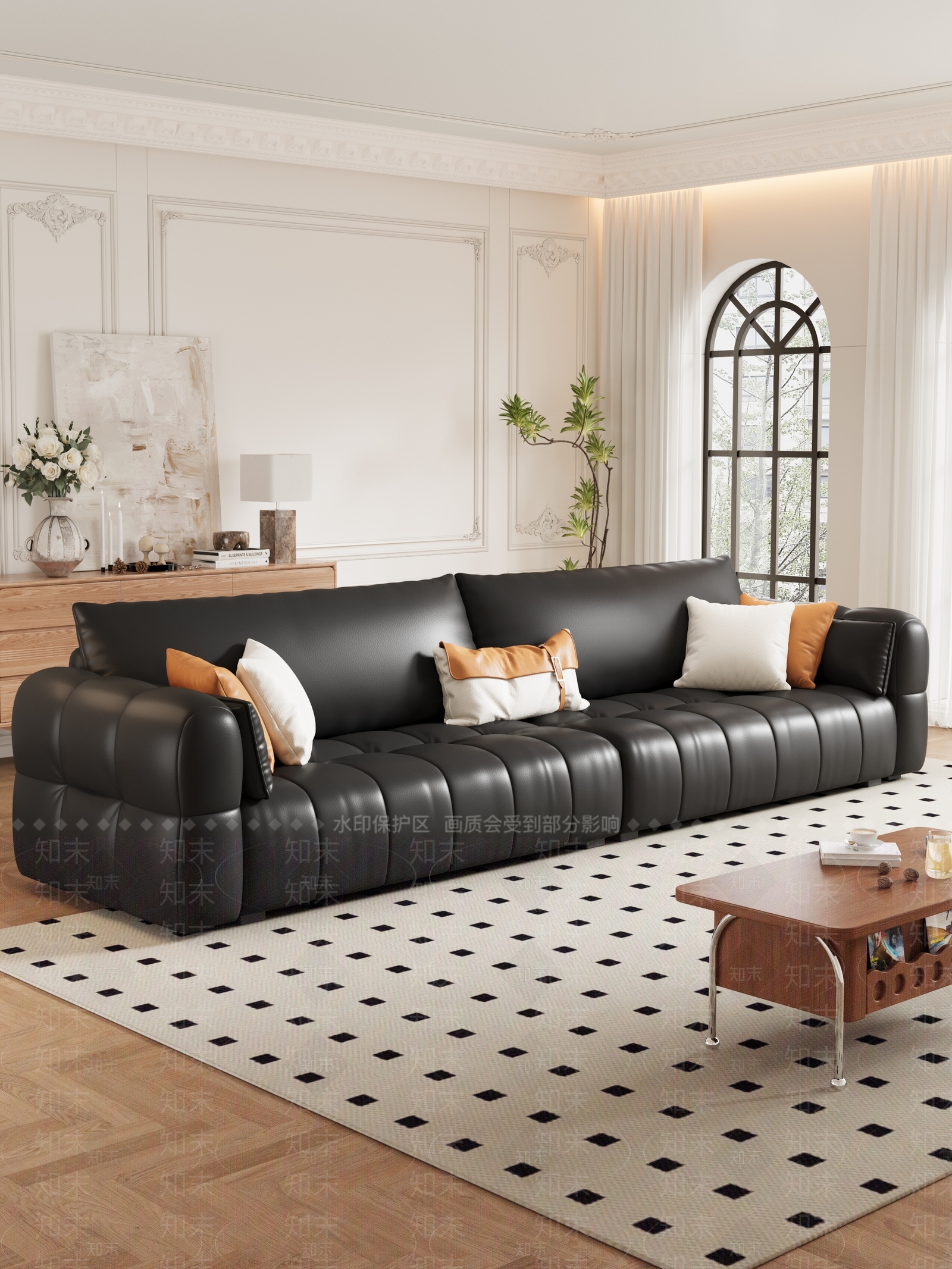 法式奶油风客厅3D模型下载【ID:1161670823】