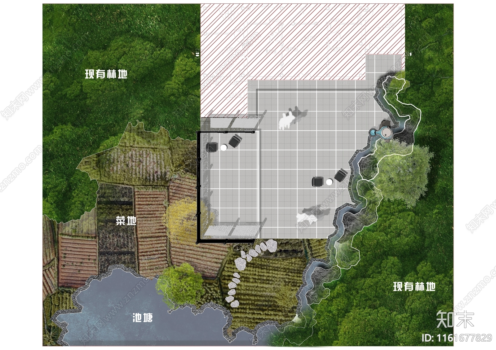 现代简约别墅庭院景观平面图cad施工图下载【ID:1161677829】