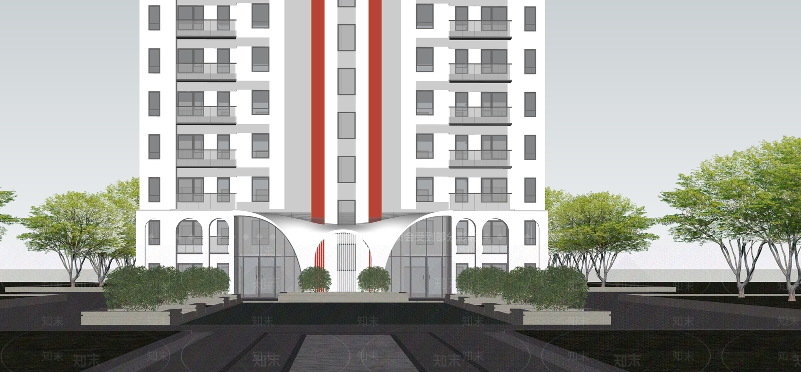 现代高层住宅SU模型下载【ID:1161679455】