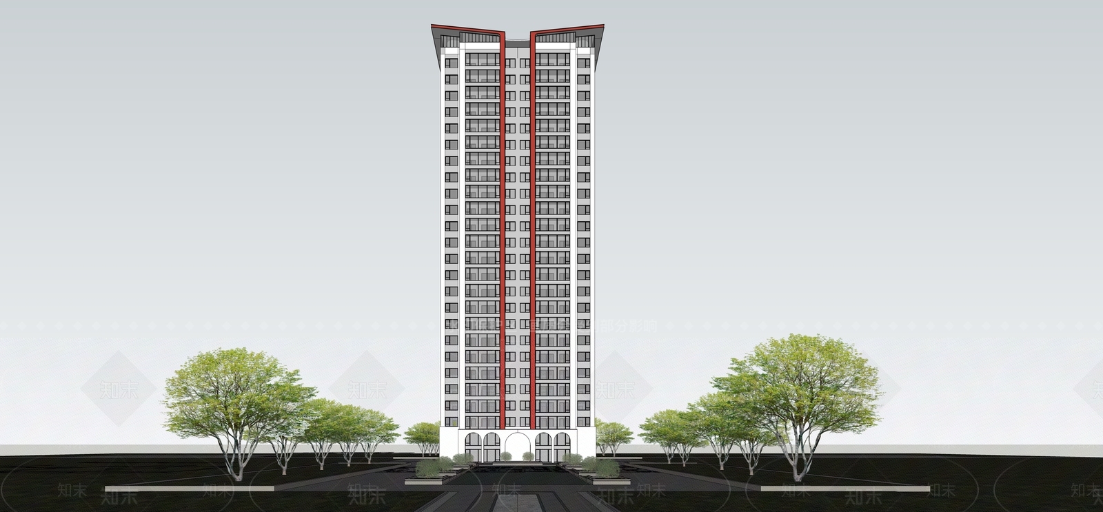 现代高层住宅SU模型下载【ID:1161679455】