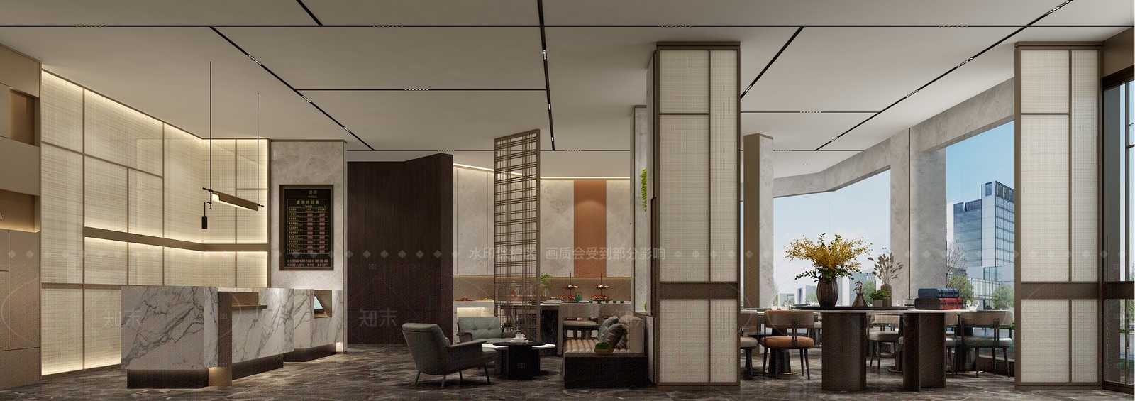 现代酒店前台3D模型下载【ID:1161680362】