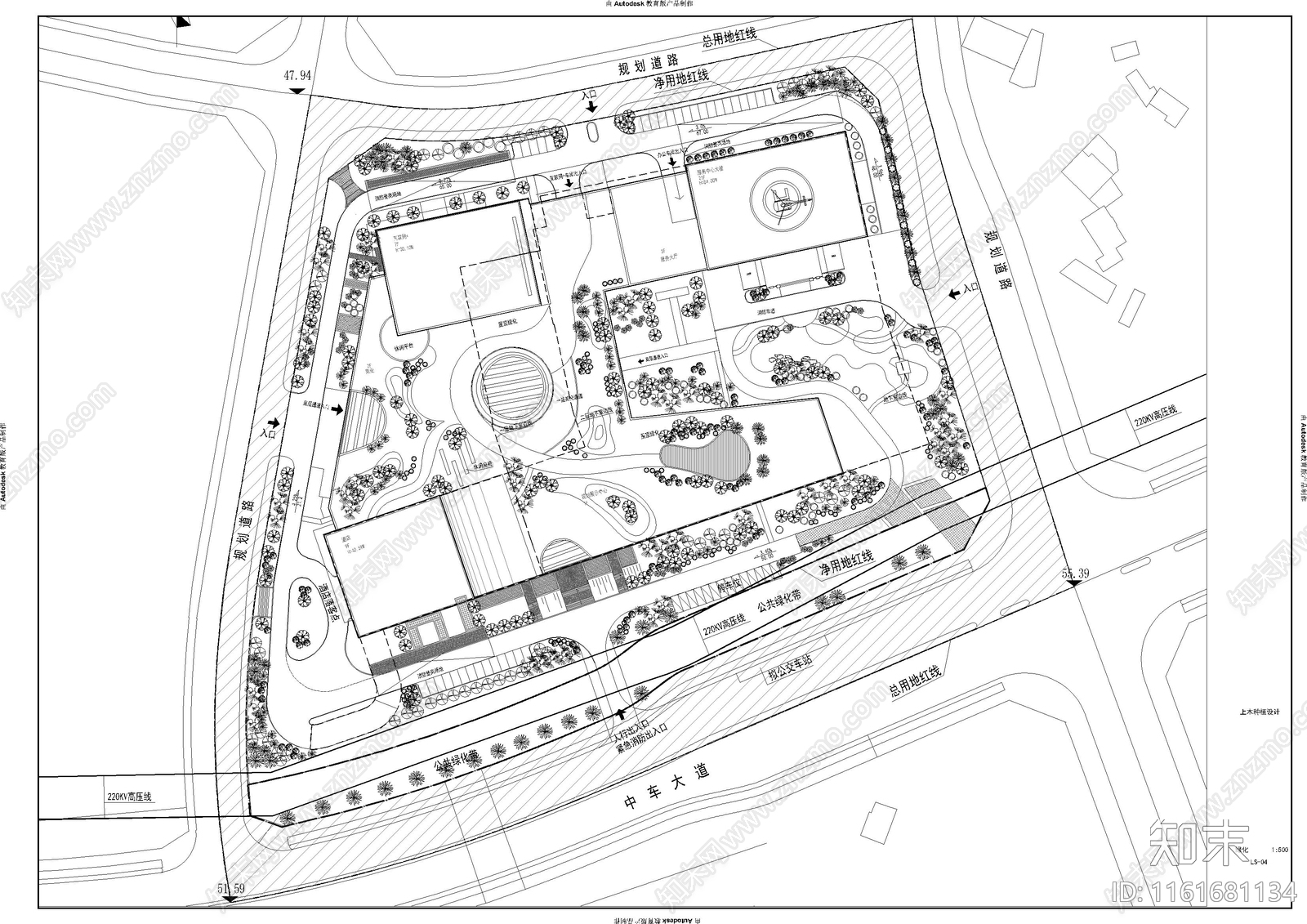 公建总平绿化cad施工图下载【ID:1161681134】