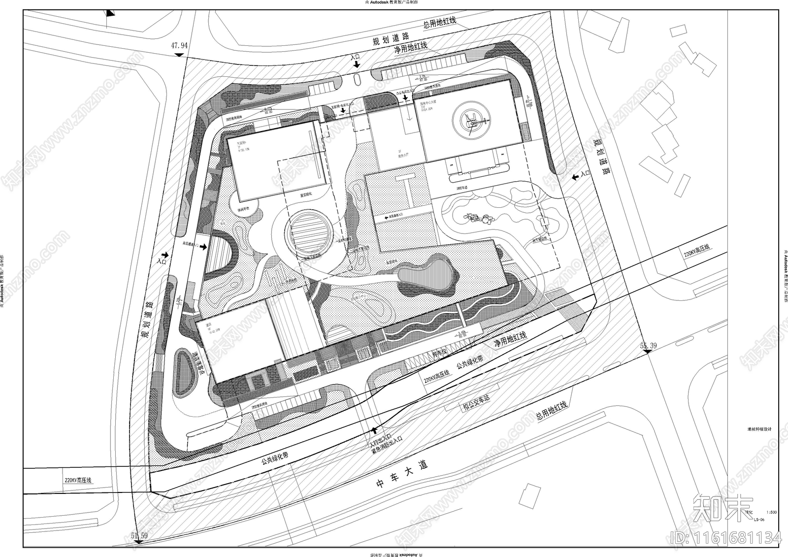 公建总平绿化cad施工图下载【ID:1161681134】