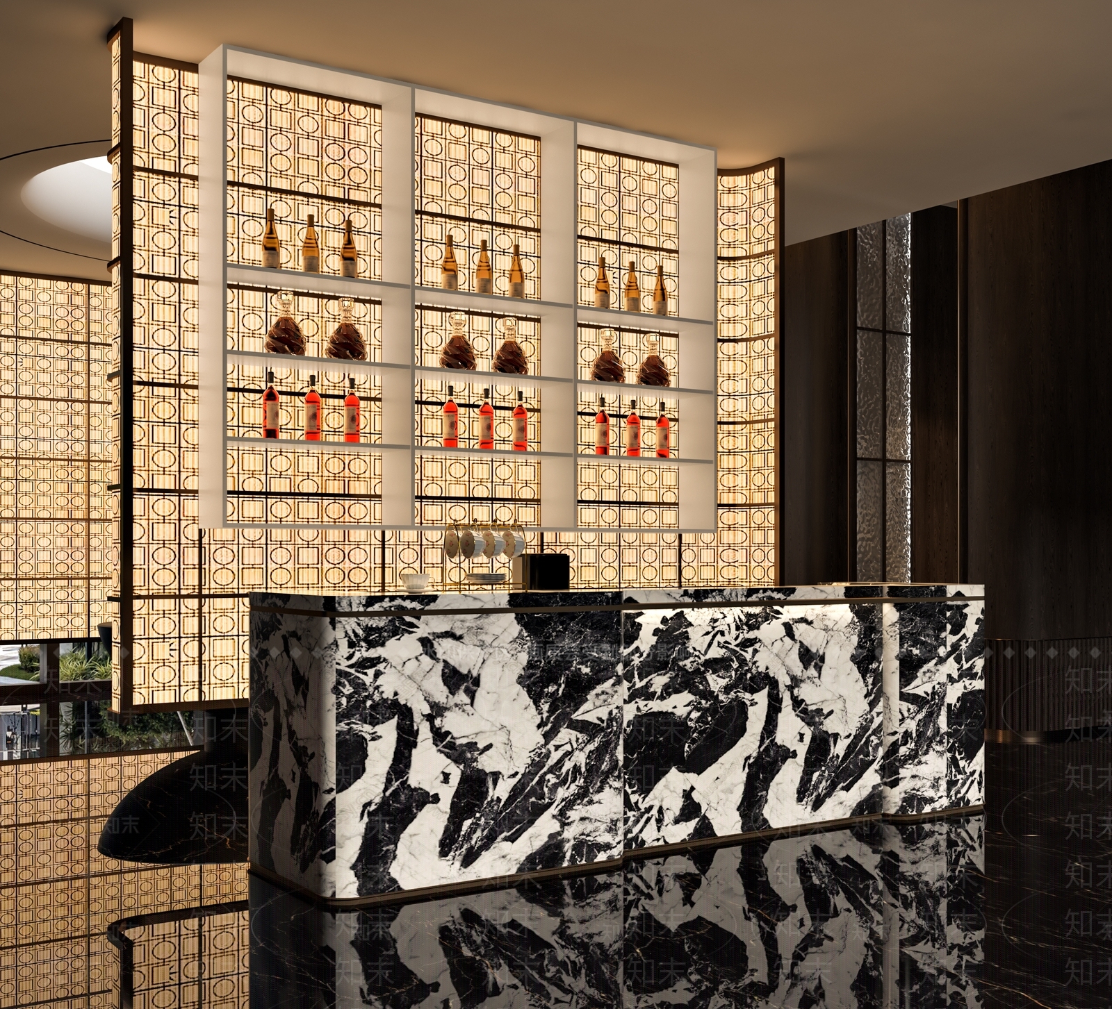 SCD设计现代南京源尚丹若酒柜水吧台3D模型下载【ID:1161681616】