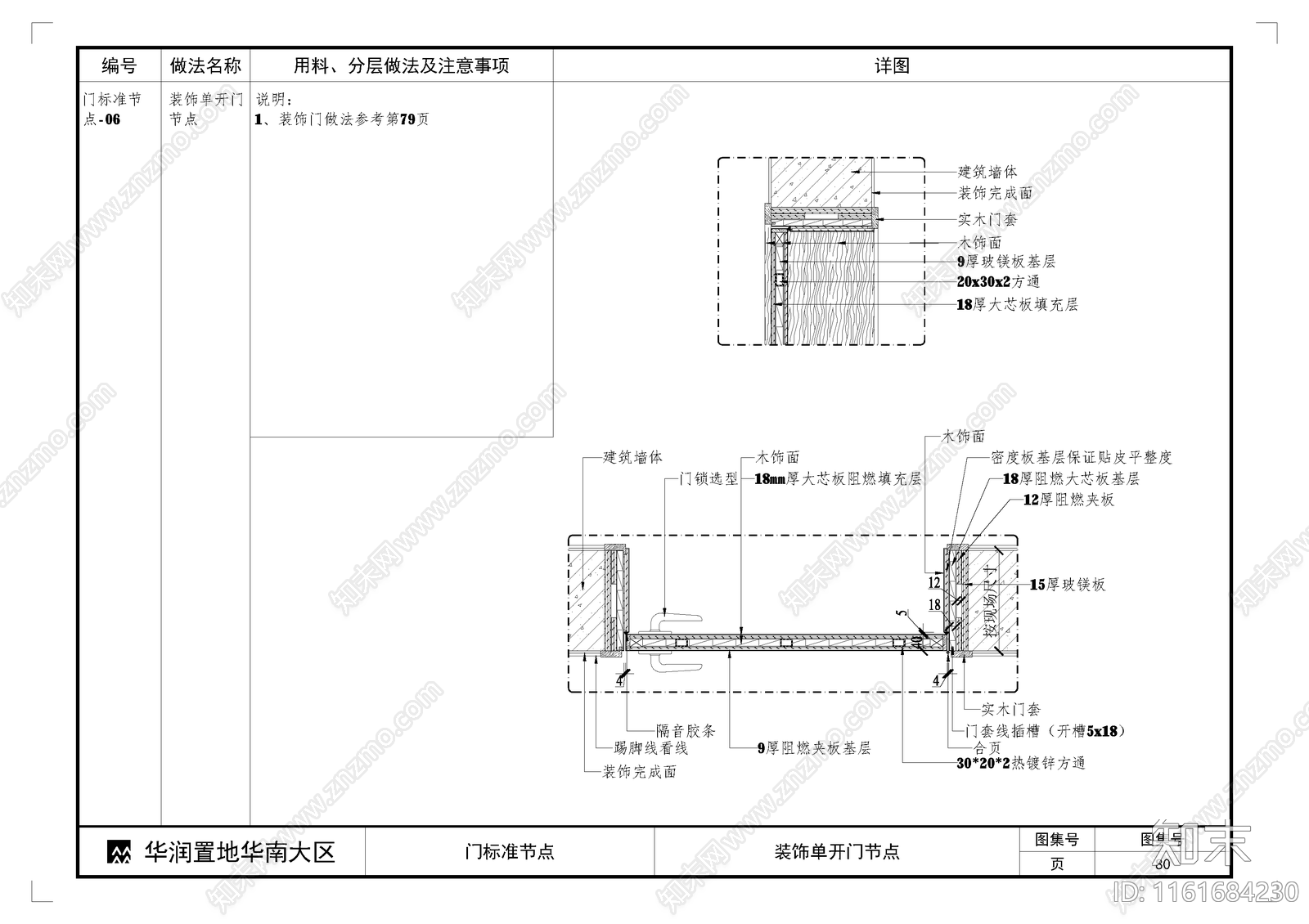 装饰单开门节点施工图下载【ID:1161684230】