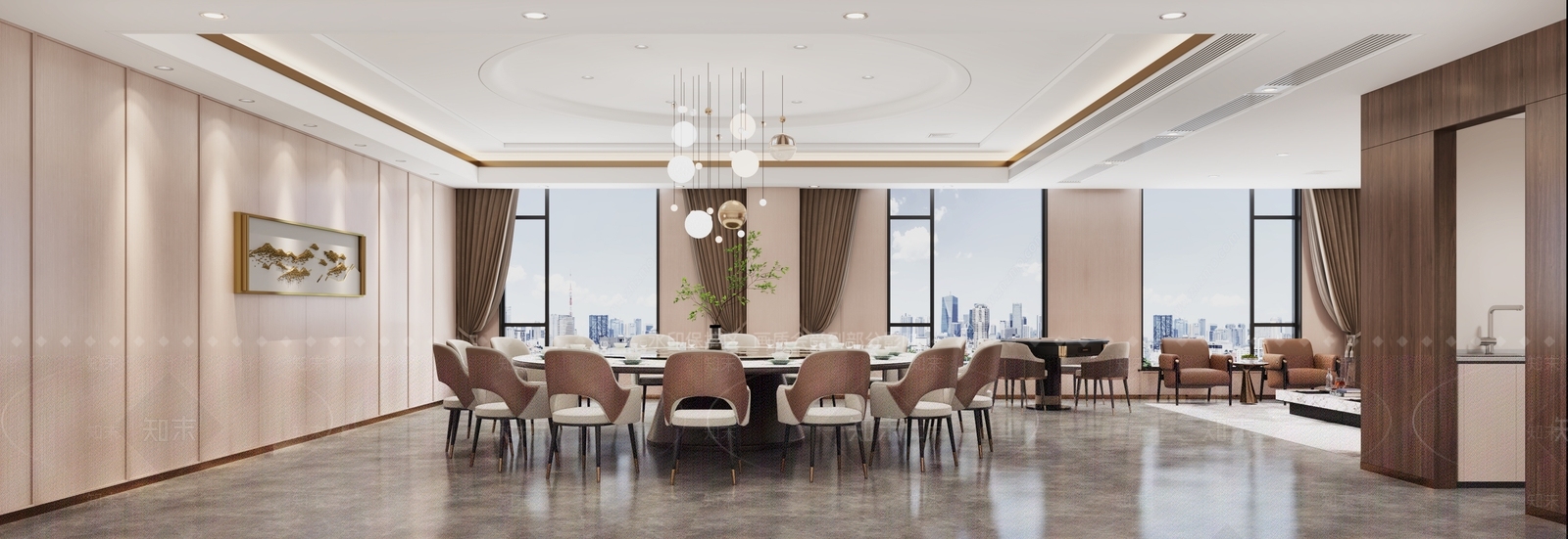 现代酒店餐厅包厢3D模型下载【ID:1161684725】