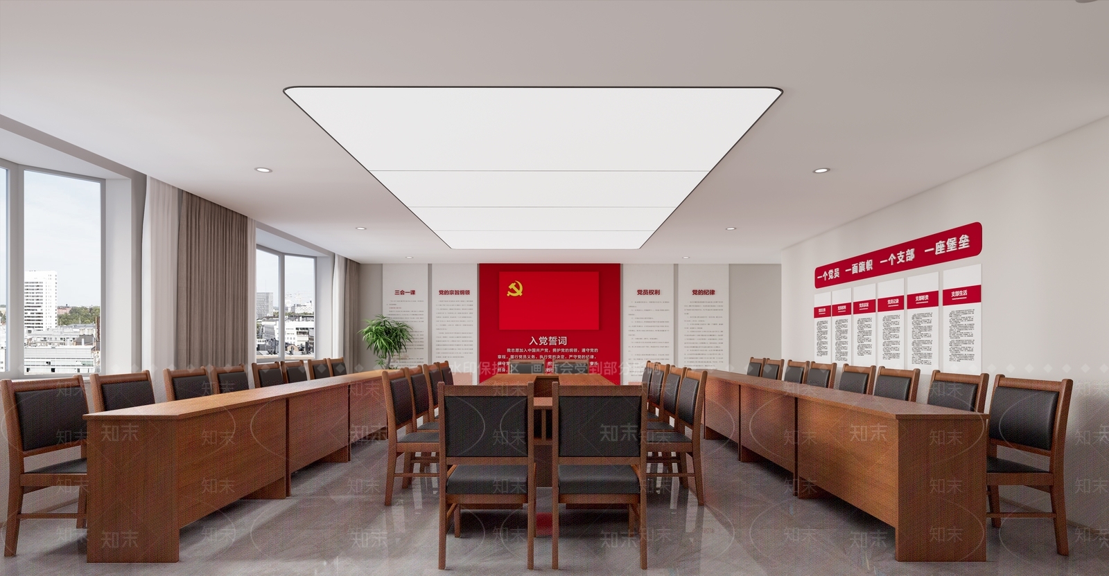 现代党建会议室SU模型下载【ID:1161685976】