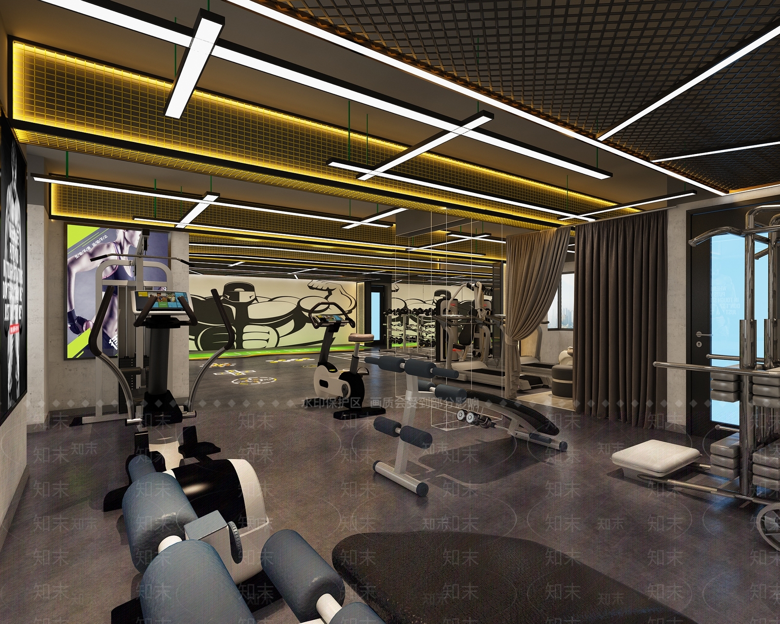 现代健身房3D模型下载【ID:1161689600】