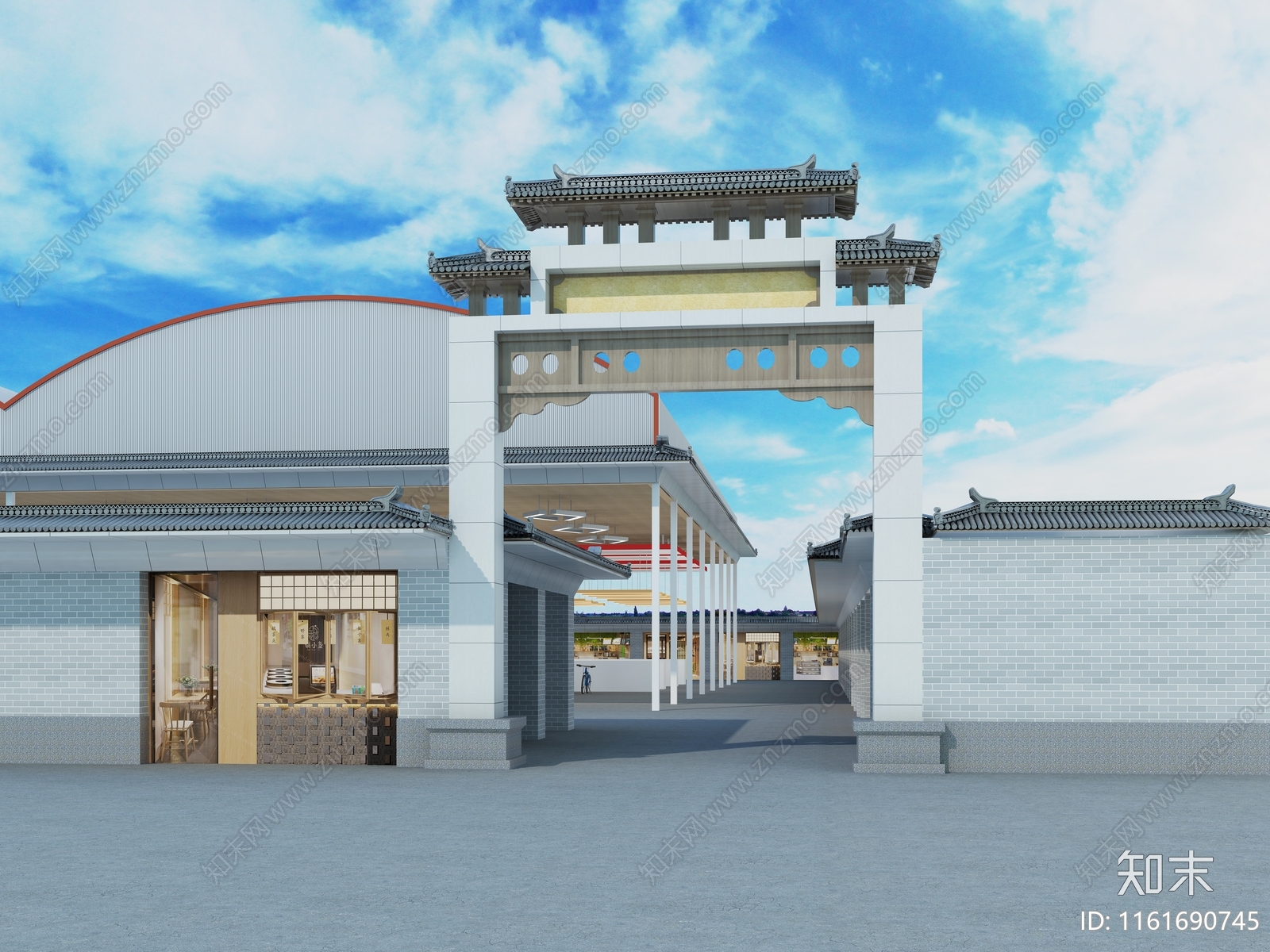 现代商业街3D模型下载【ID:1161690745】
