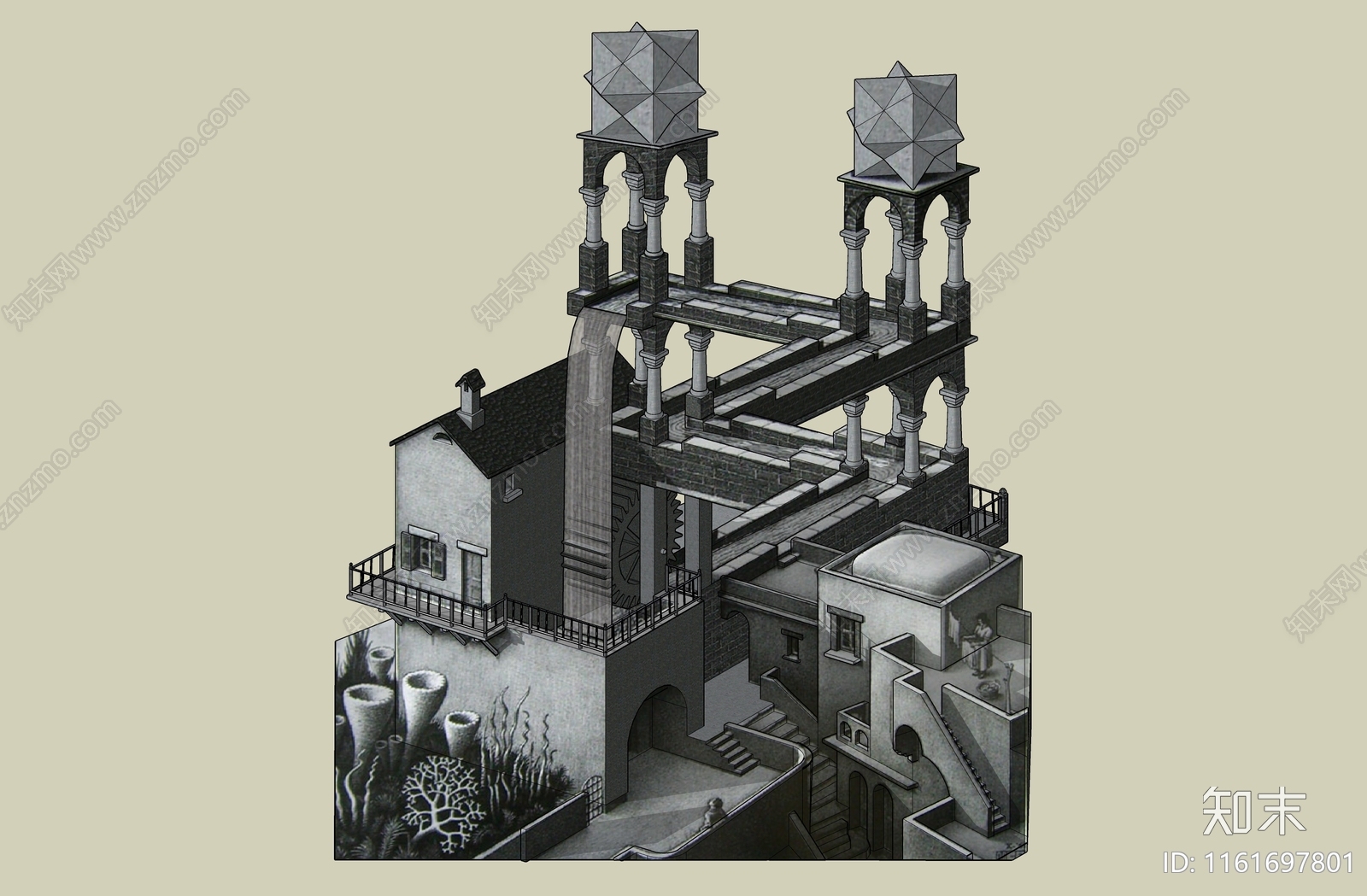 欧式埃舍尔空间SU模型下载【ID:1161697801】