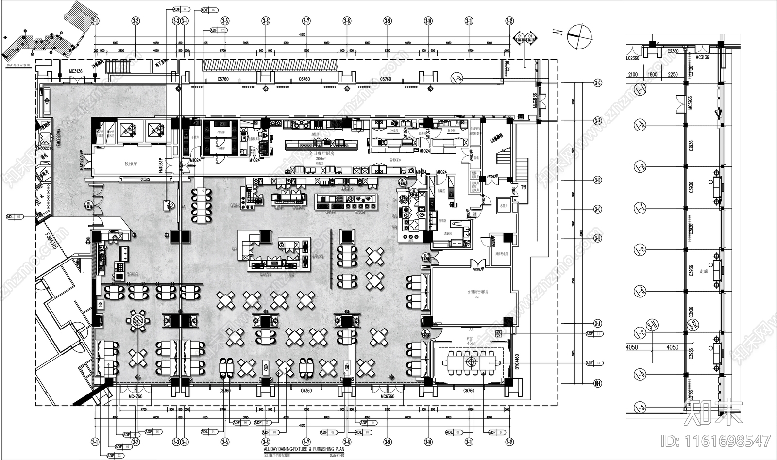 安徽四星级酒店餐厅宴会厅平面图施工图下载【ID:1161698547】