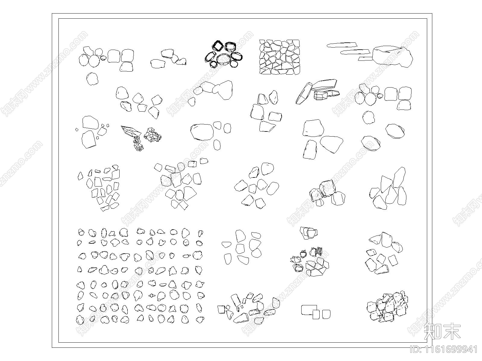 现代石头石材鹅卵石石块矿石假山石头岩石图库施工图下载【ID:1161699941】